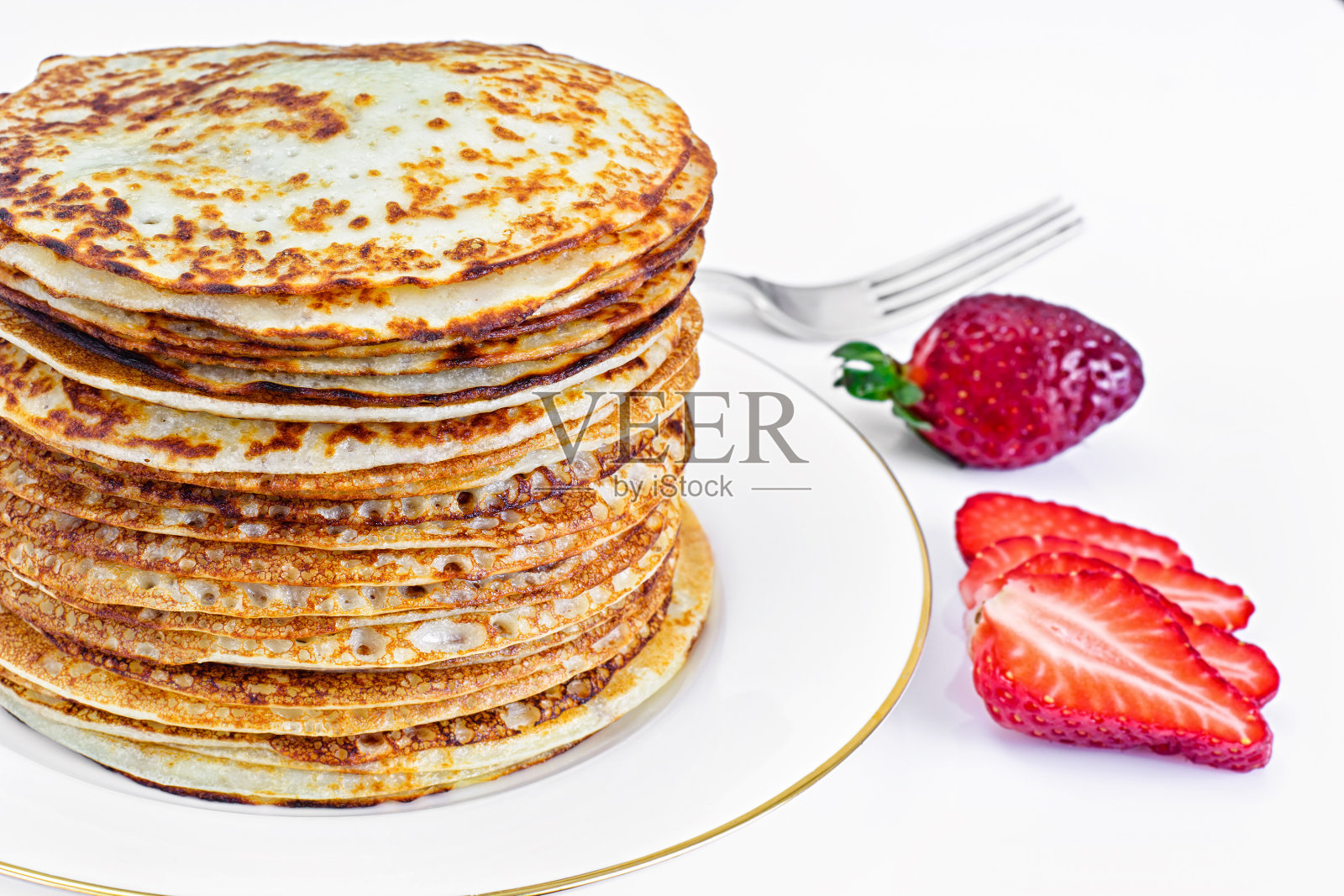 美味的草莓煎饼照片摄影图片