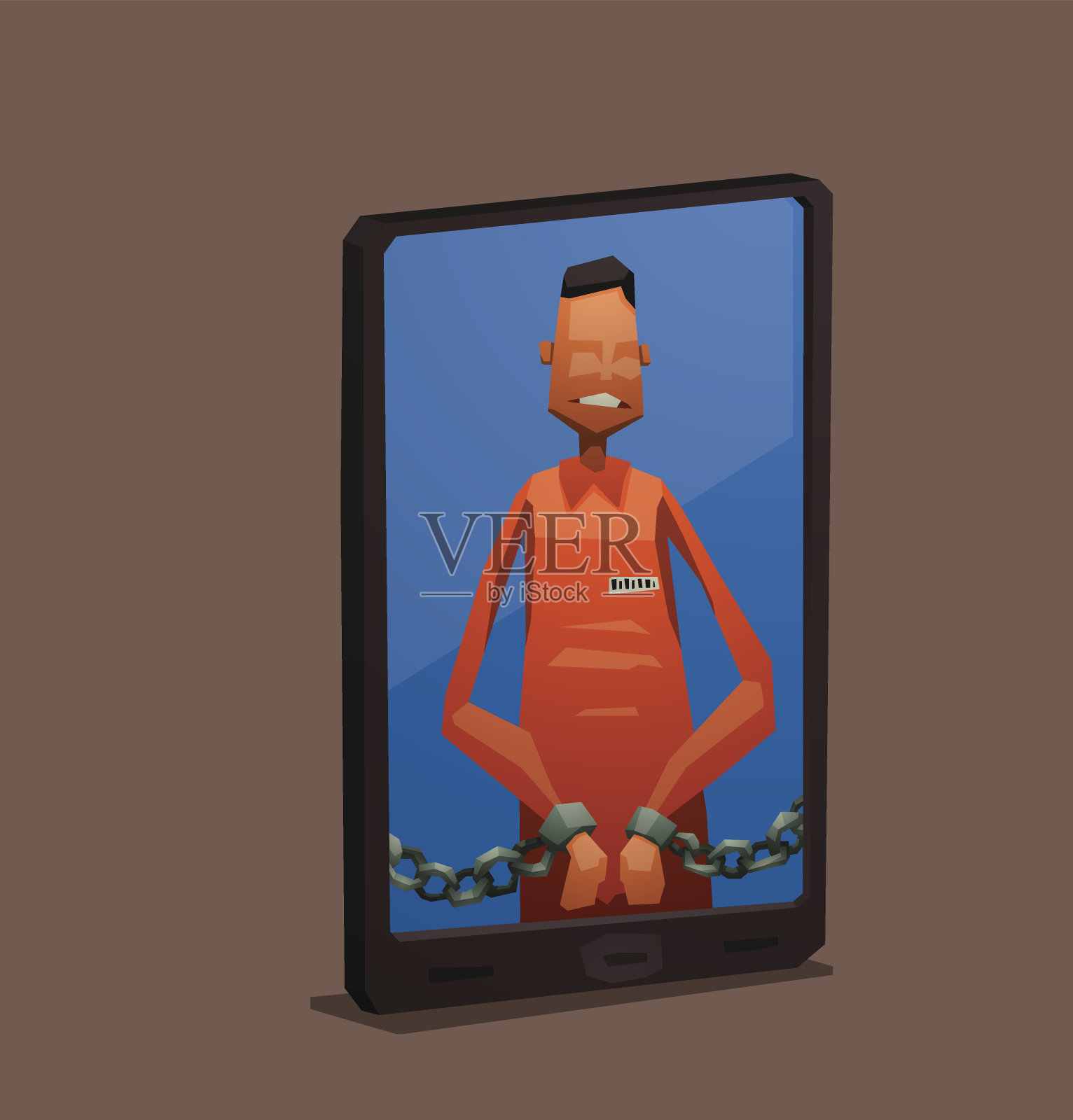 囚犯在智能手机插画图片素材