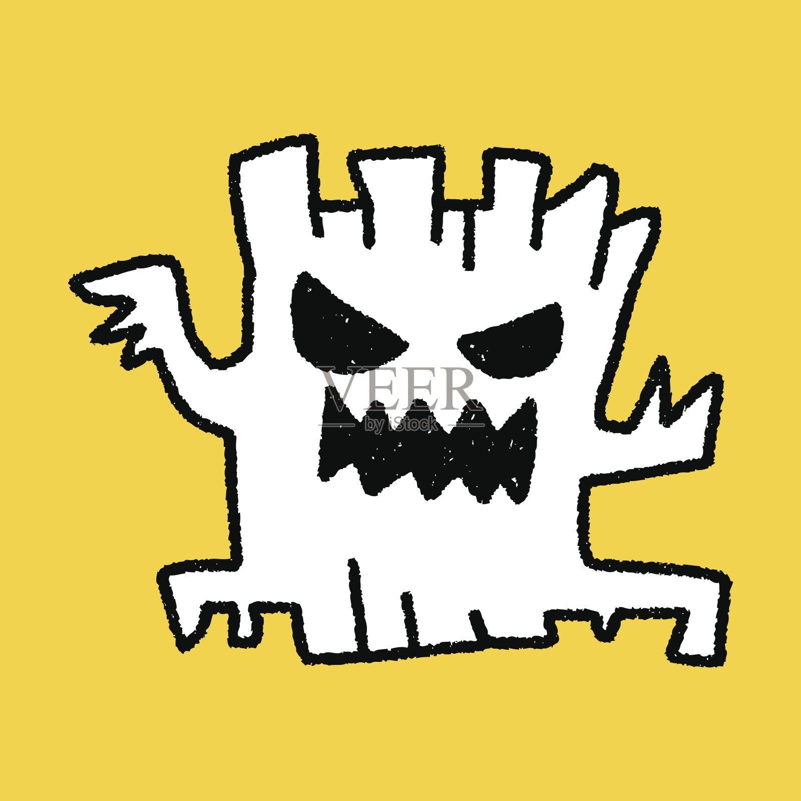 万圣节树涂鸦画插画图片素材