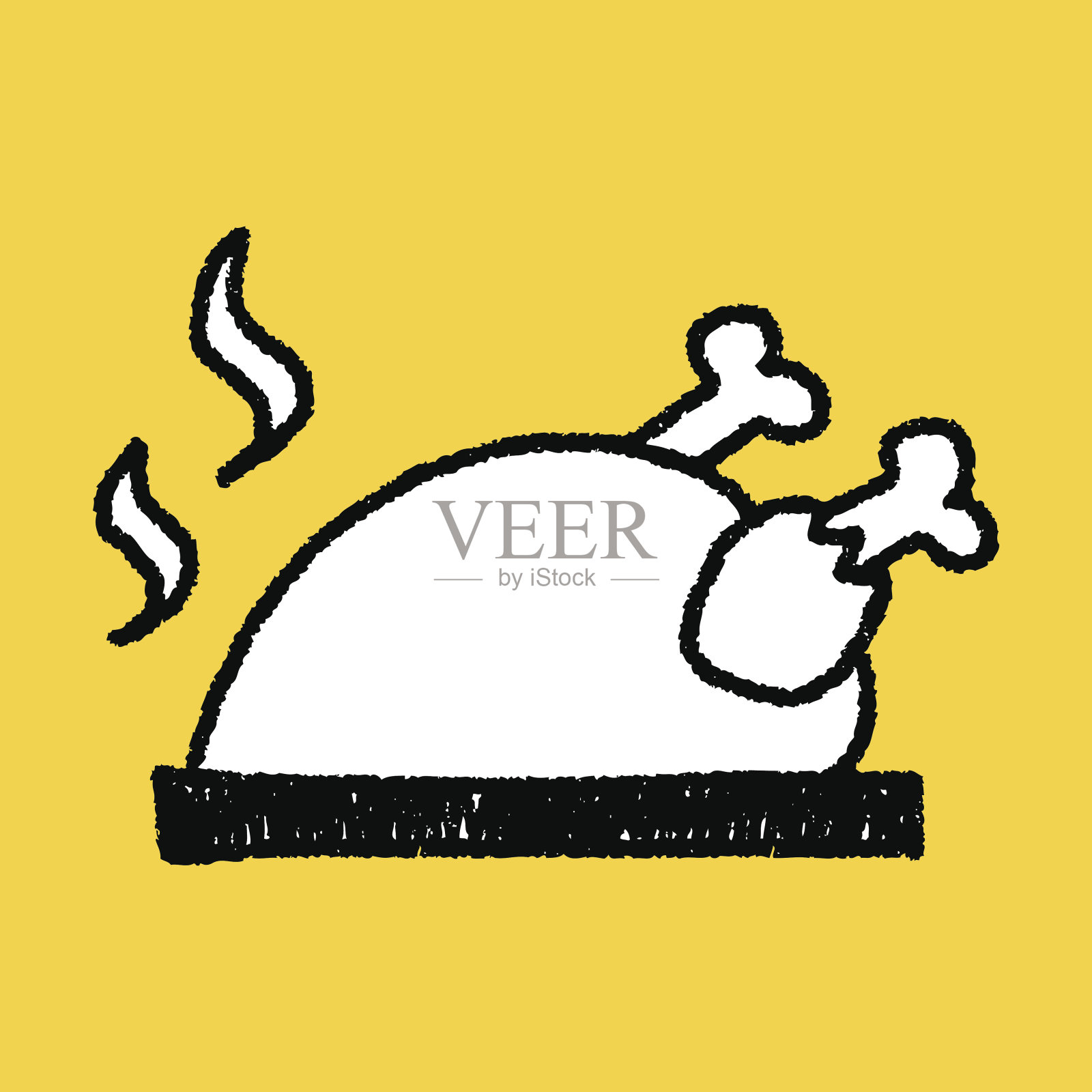 烤鸡涂鸦插画图片素材