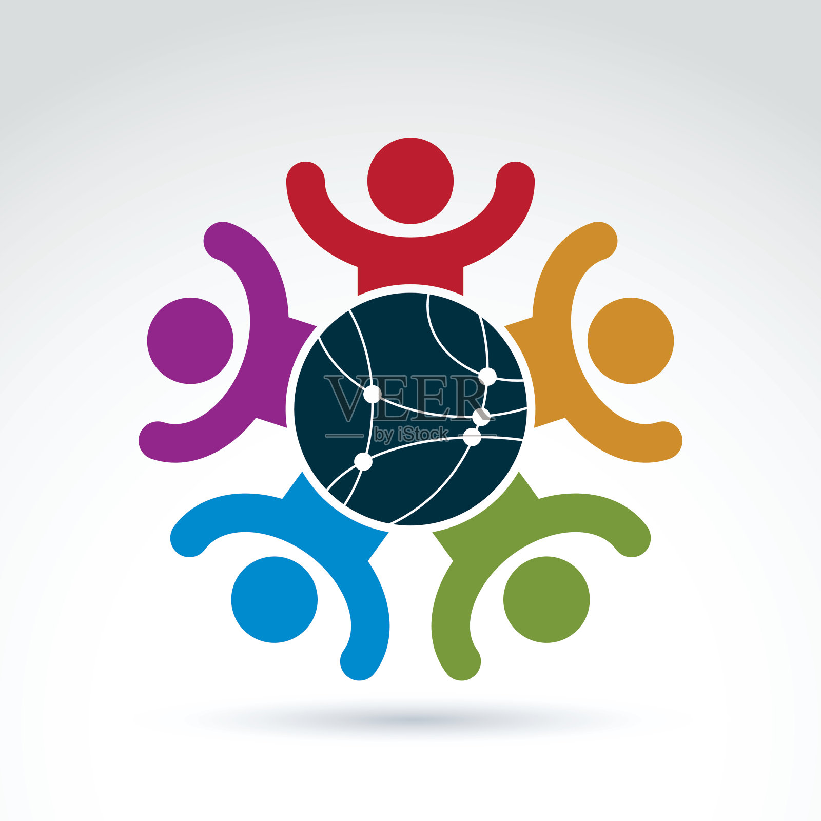 矢量彩色插图的人站在周围插画图片素材