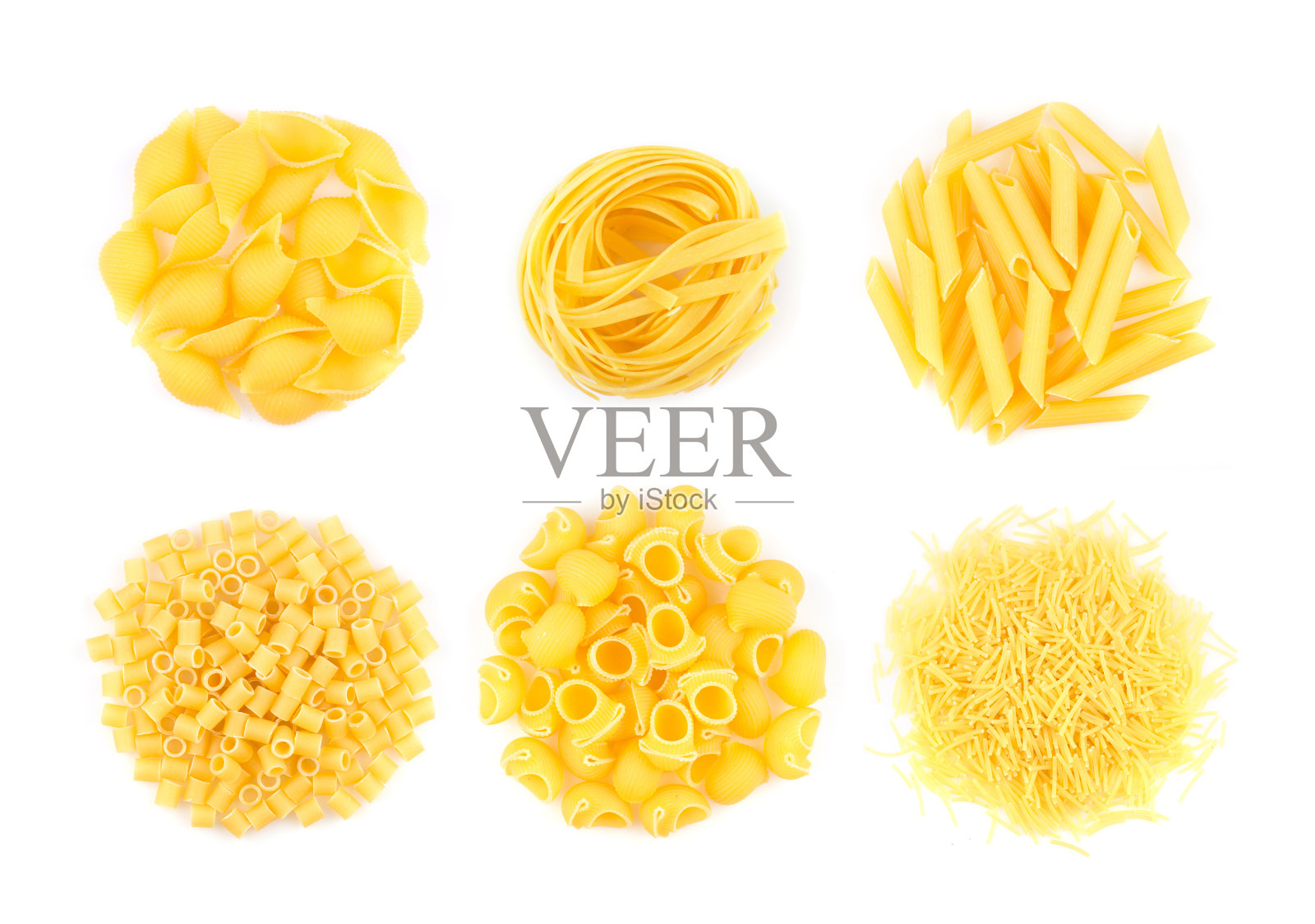 收集的意大利面部分孤立在白色背景照片摄影图片