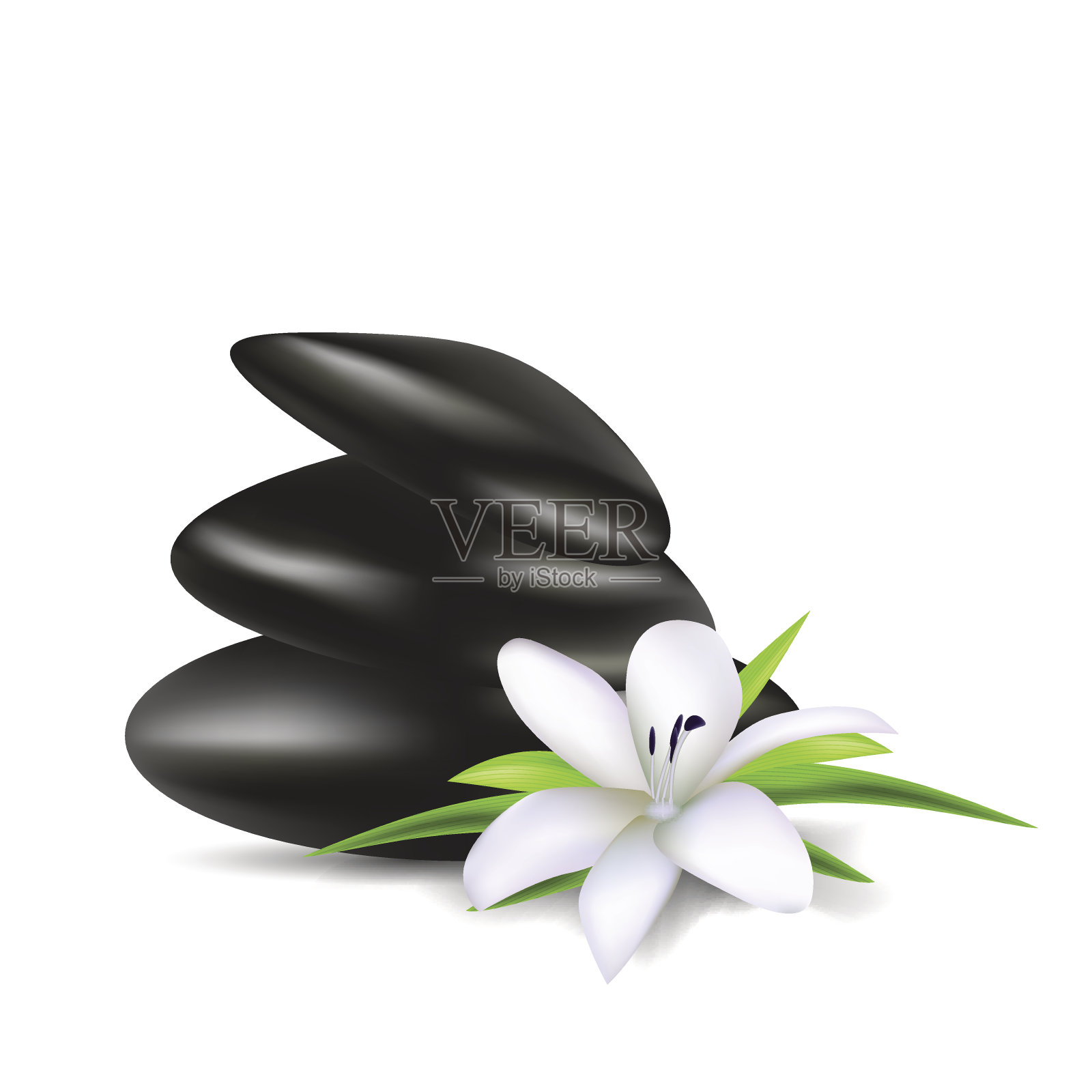 温泉的背景有石头，还有一根青竹插画图片素材