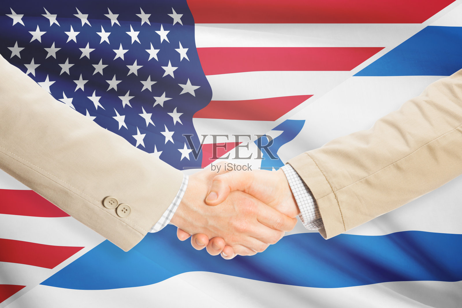 美国与以色列的商务握手照片摄影图片