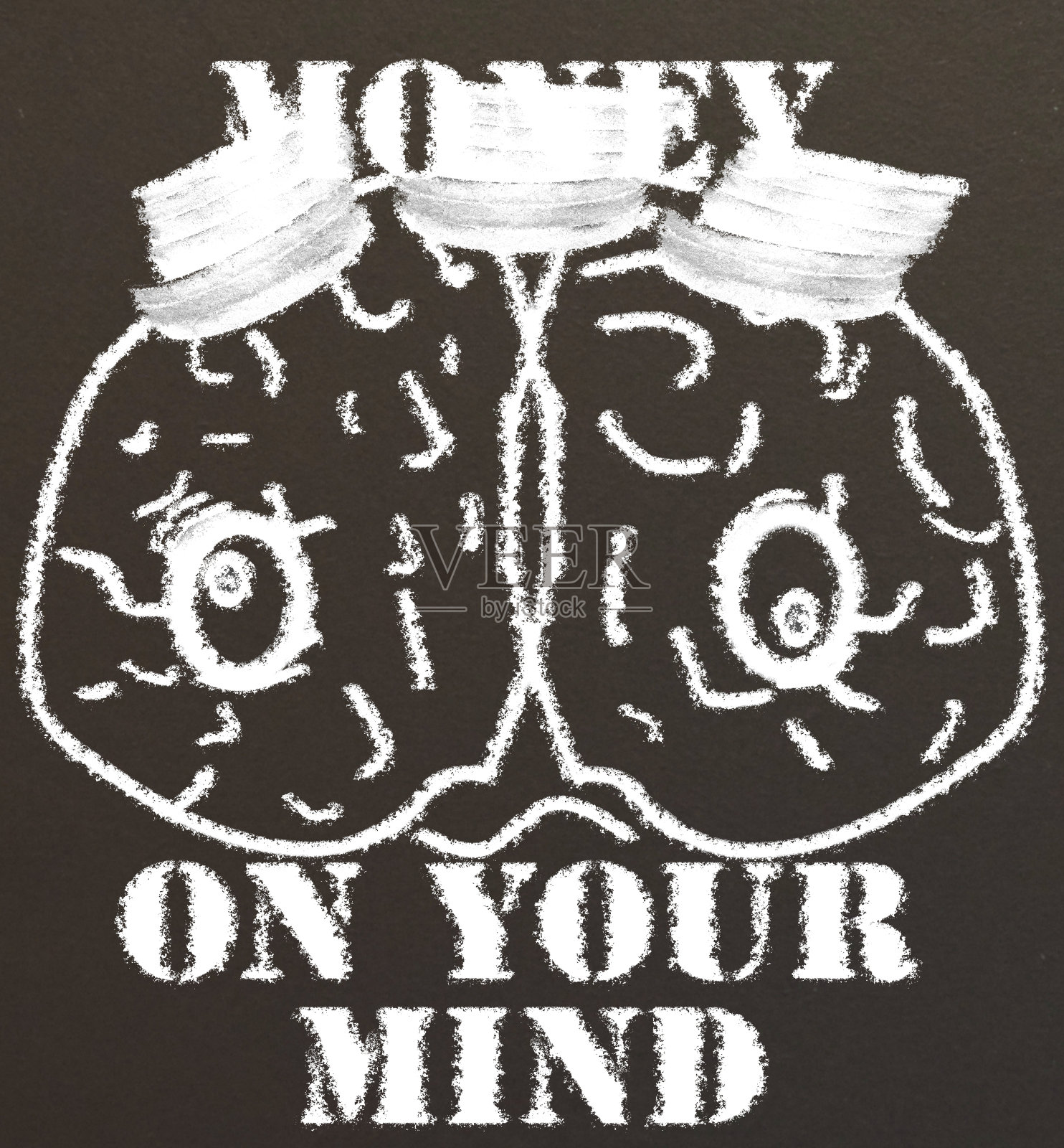 金钱在你心中黑板上的标志照片摄影图片