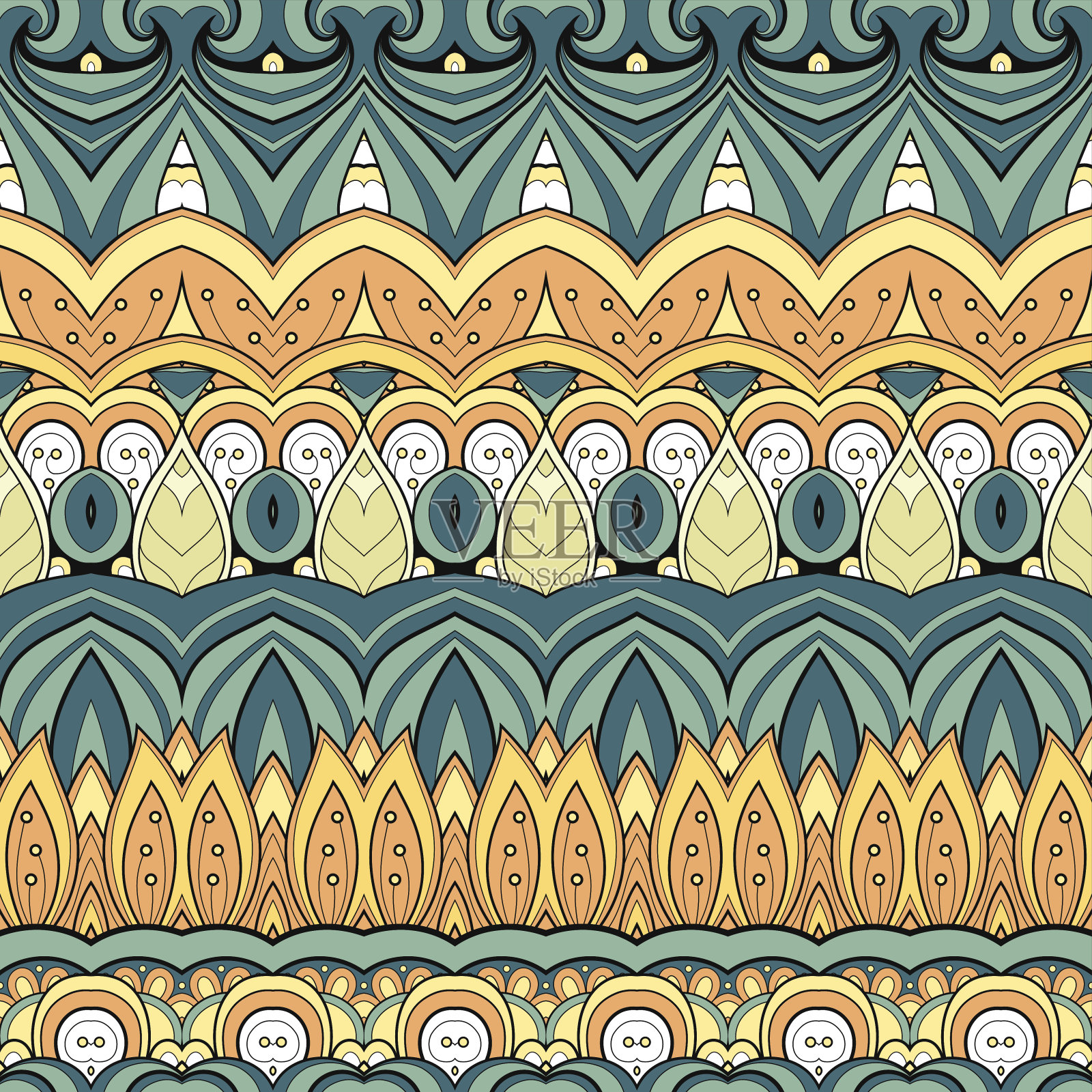 矢量无缝抽象部落模式插画图片素材