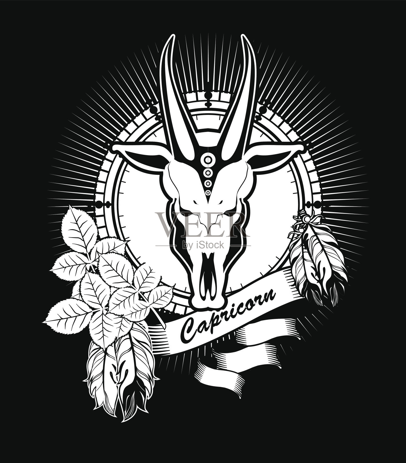 摩羯座生肖标志插画图片素材