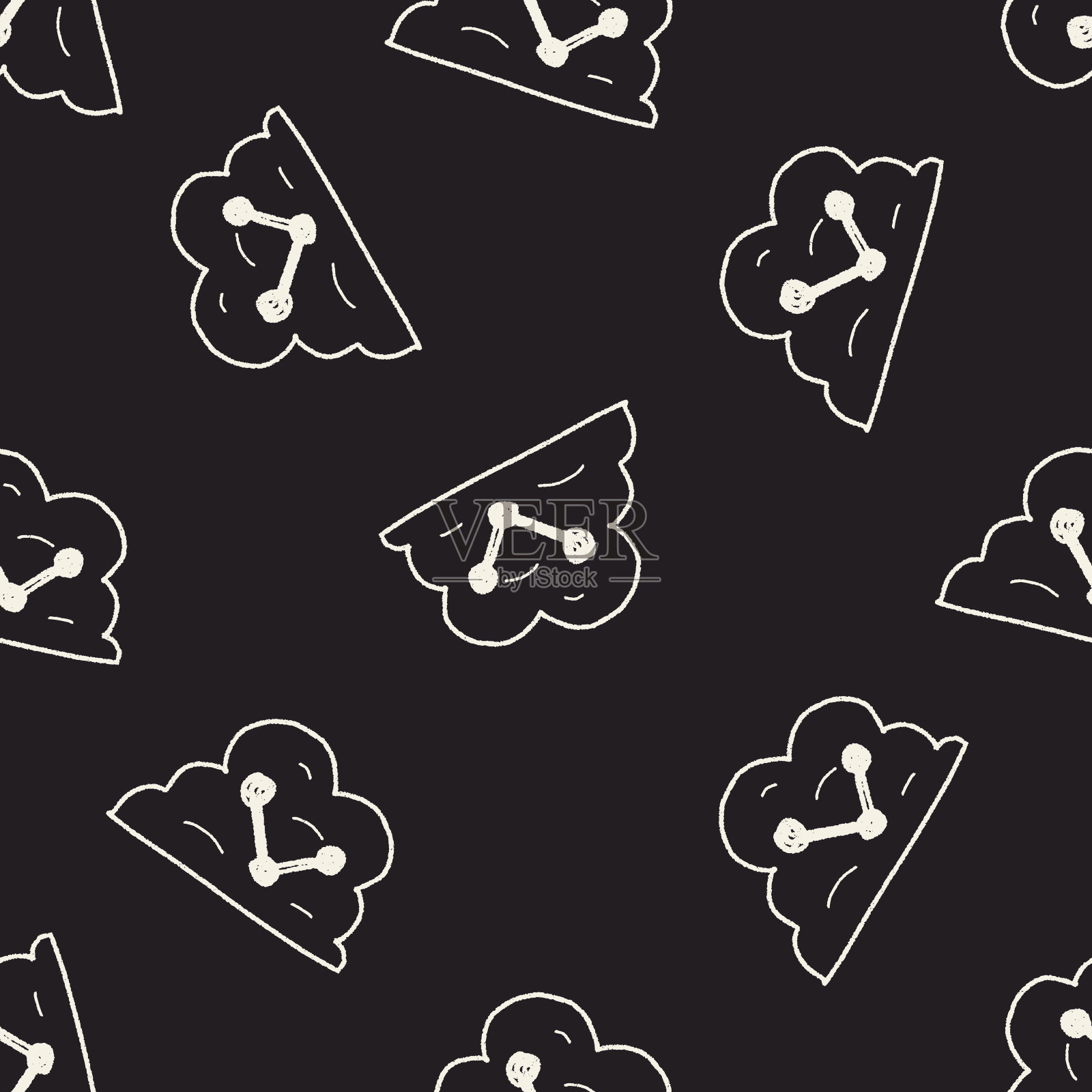 互联网云涂鸦绘制无缝图案背景插画图片素材