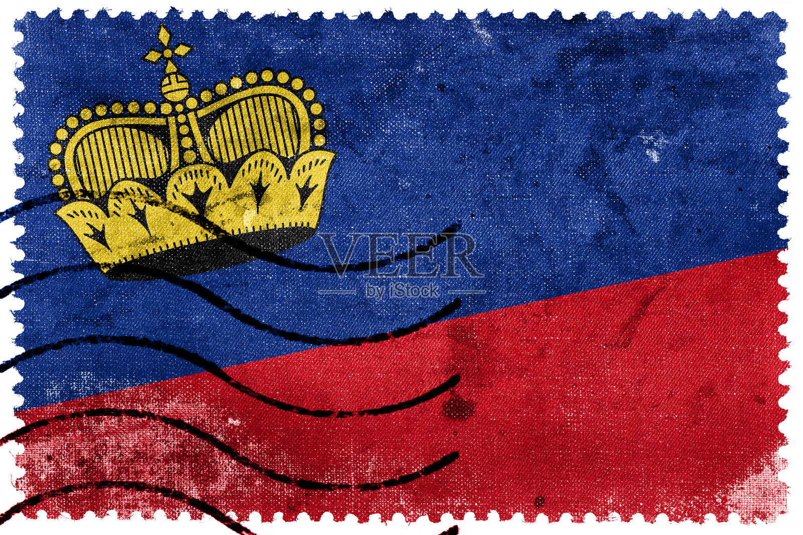 列支敦士登国旗旧邮票插画图片素材