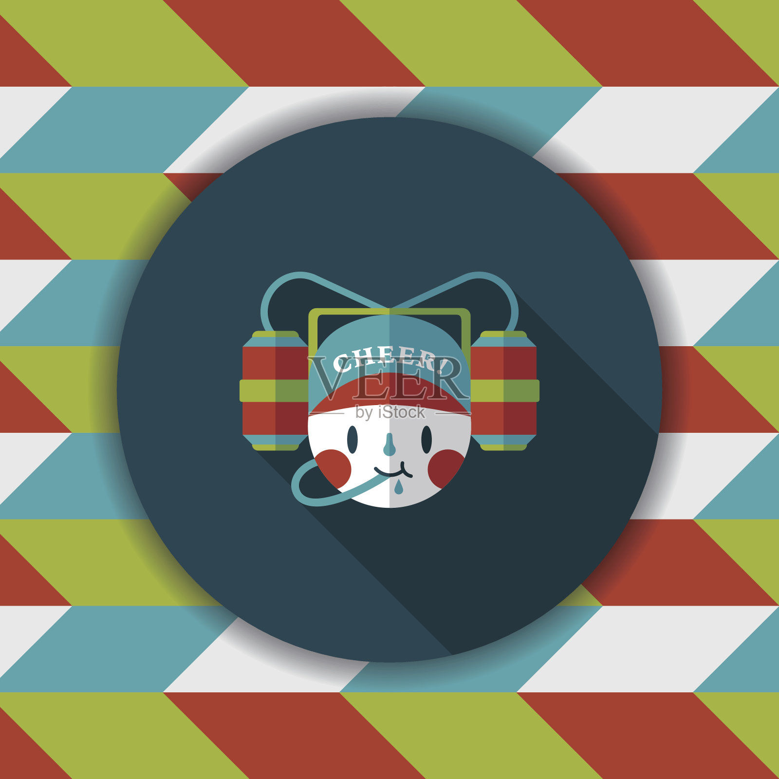 运动风扇与长阴影的平面图标，eps10插画图片素材