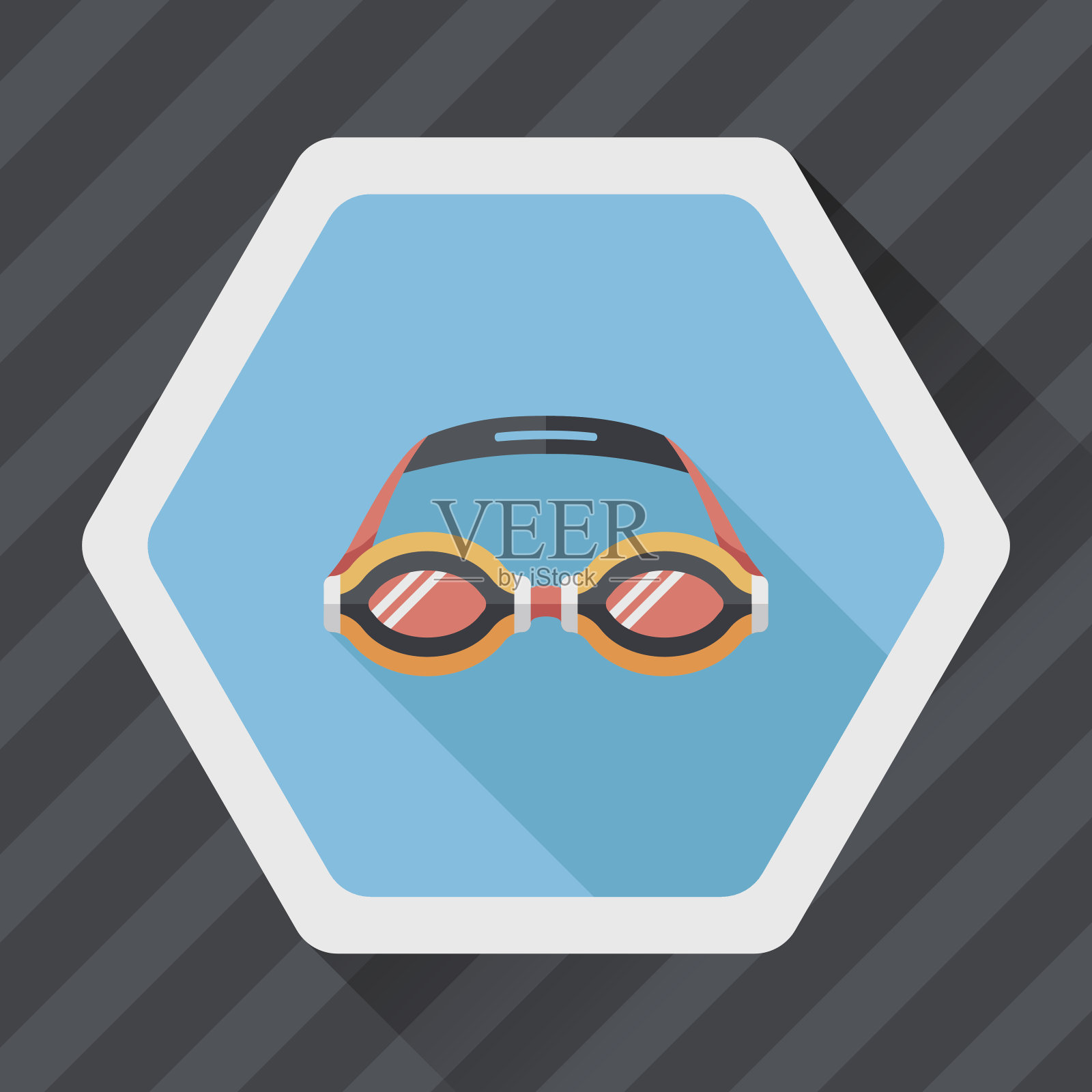 泳镜与长影子的图标，eps10插画图片素材