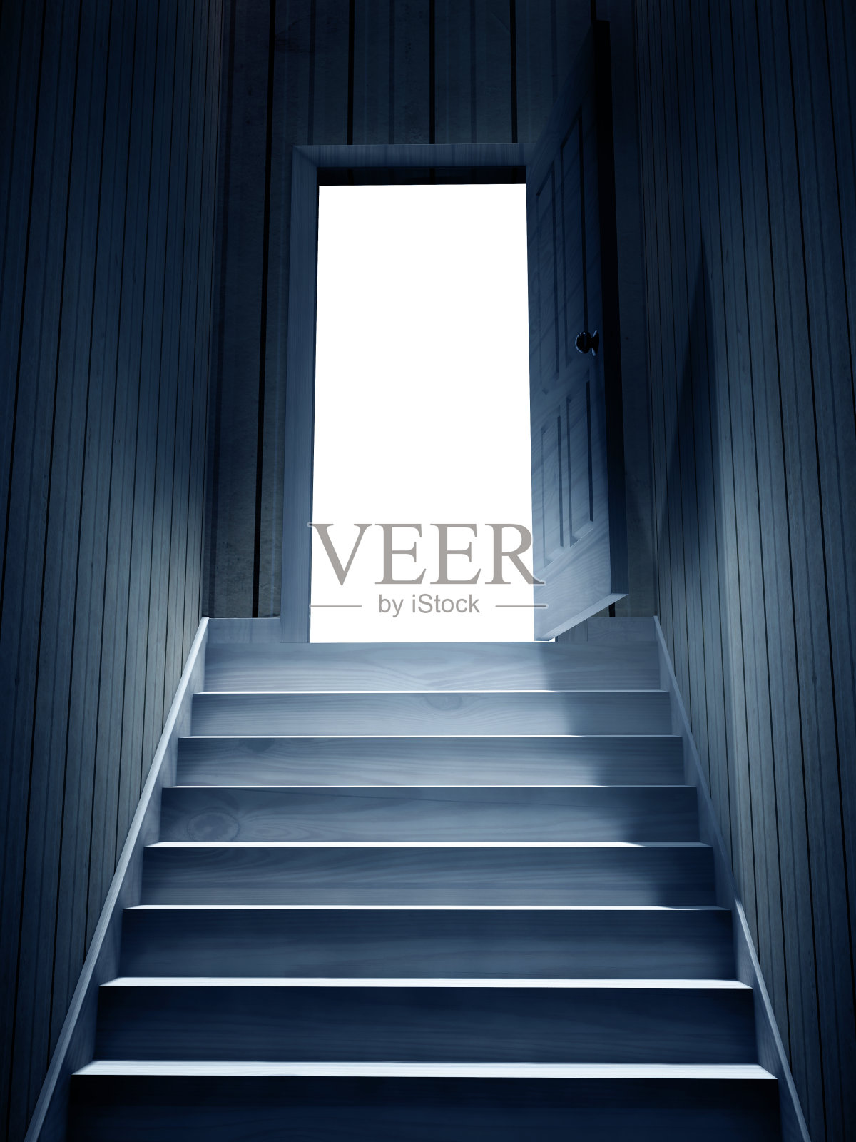 台阶从黑暗的地下室通向开门照片摄影图片