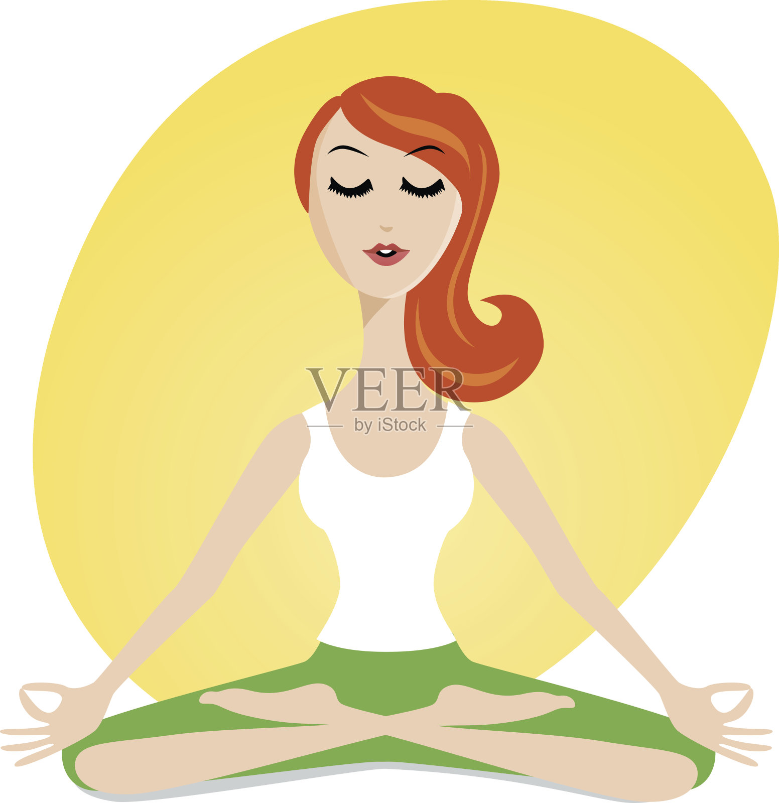 可爱的沉思女孩卡通风格。插画图片素材