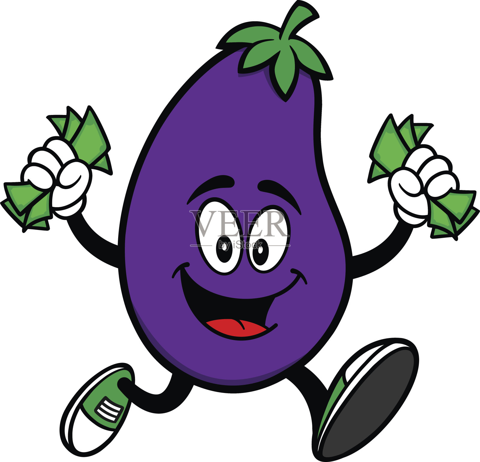 带钱的茄子设计元素图片