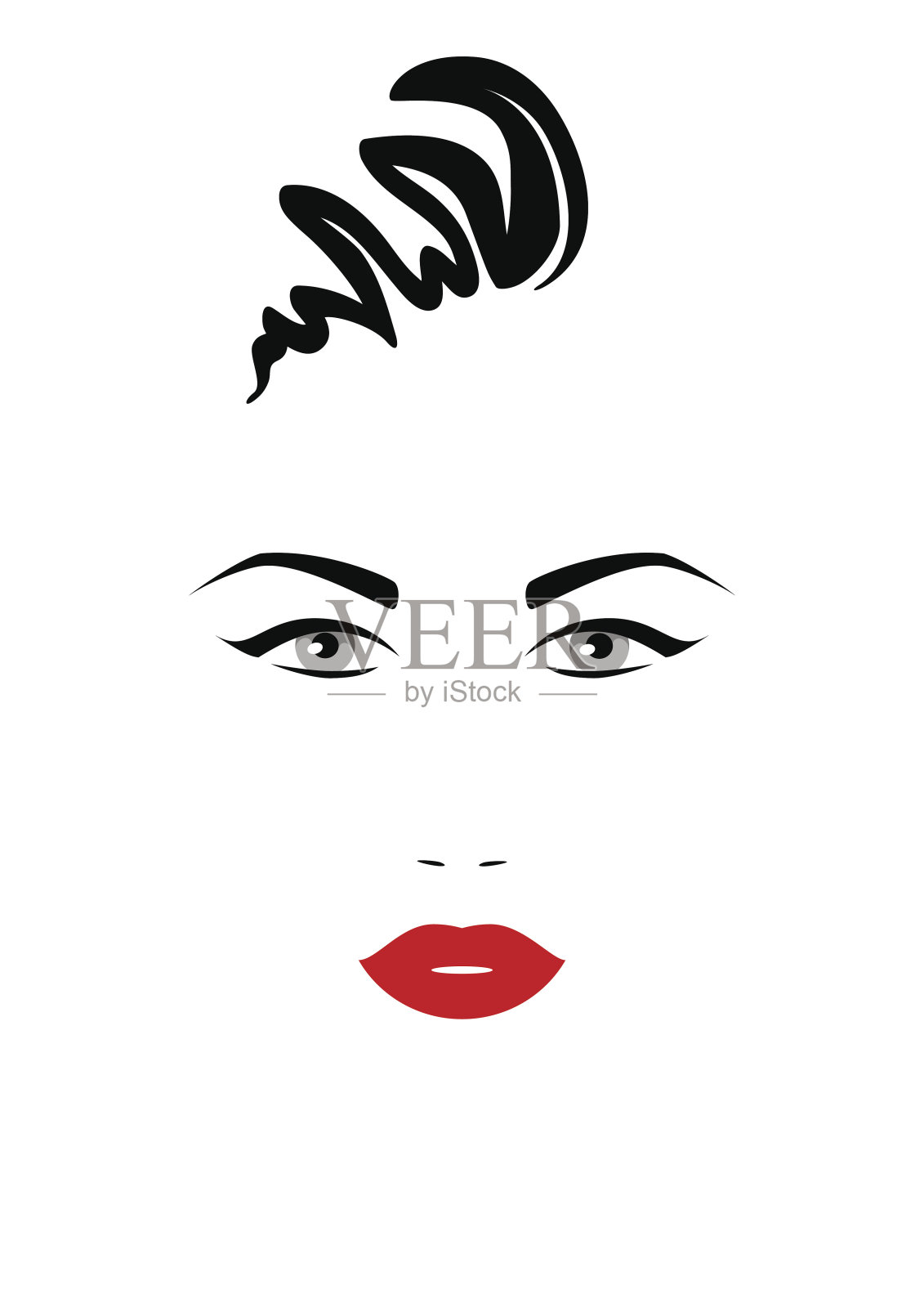 一个有着灰色眼睛的美丽女人的肖像。插画图片素材