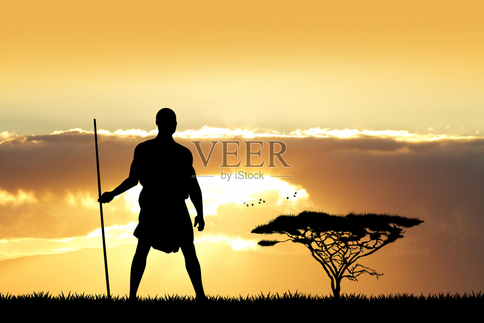 原住民在日落时分插画图片素材