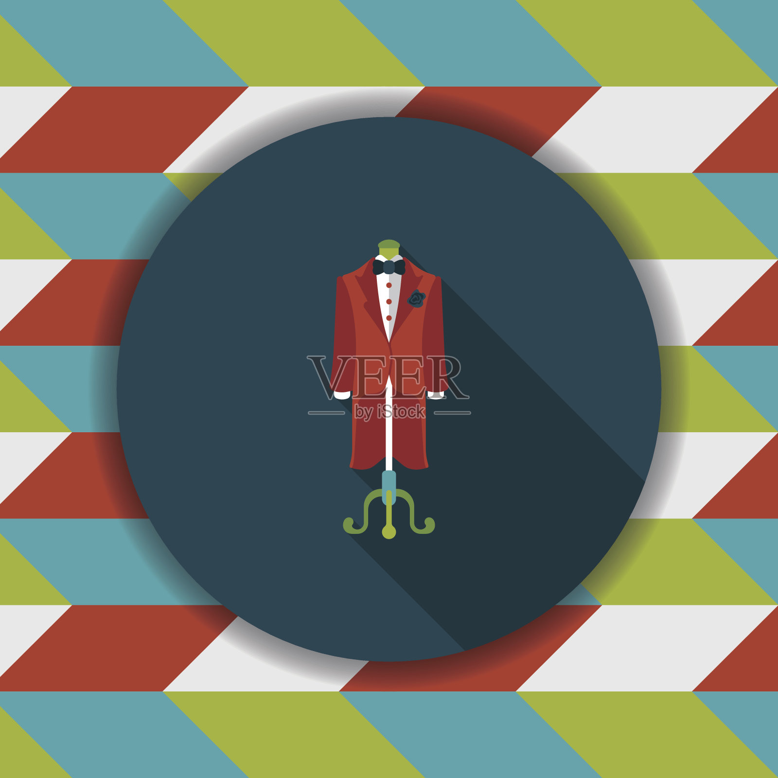 婚礼新郎西装与长影图标，eps10插画图片素材