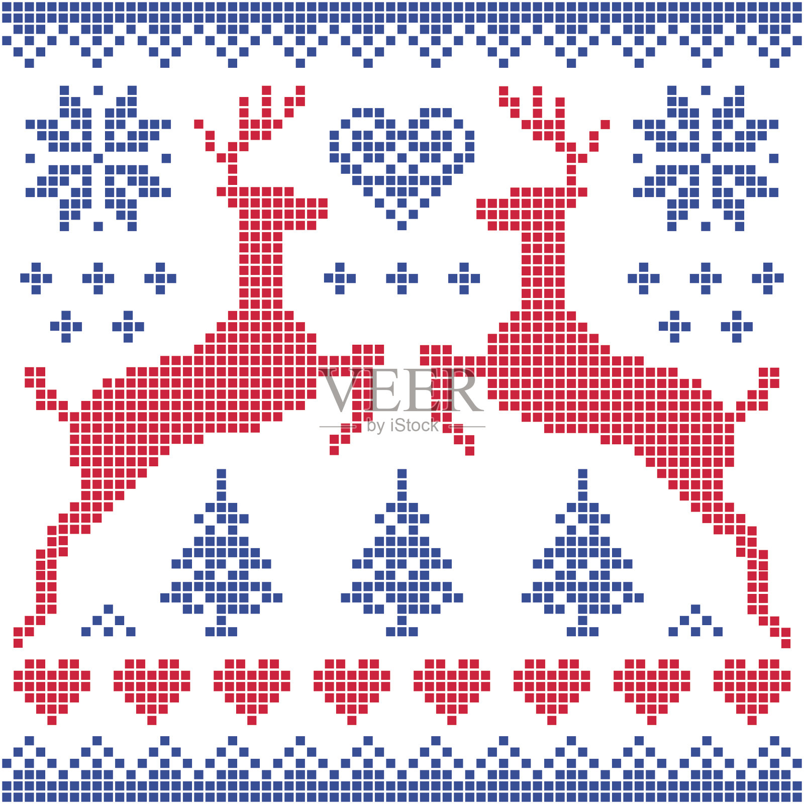 冬天，圣诞节红色和海军蓝图案的卡片插画图片素材