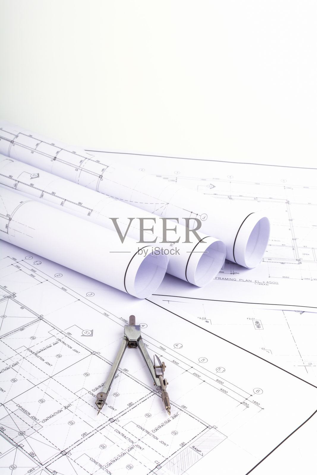 圆规和平面图照片摄影图片