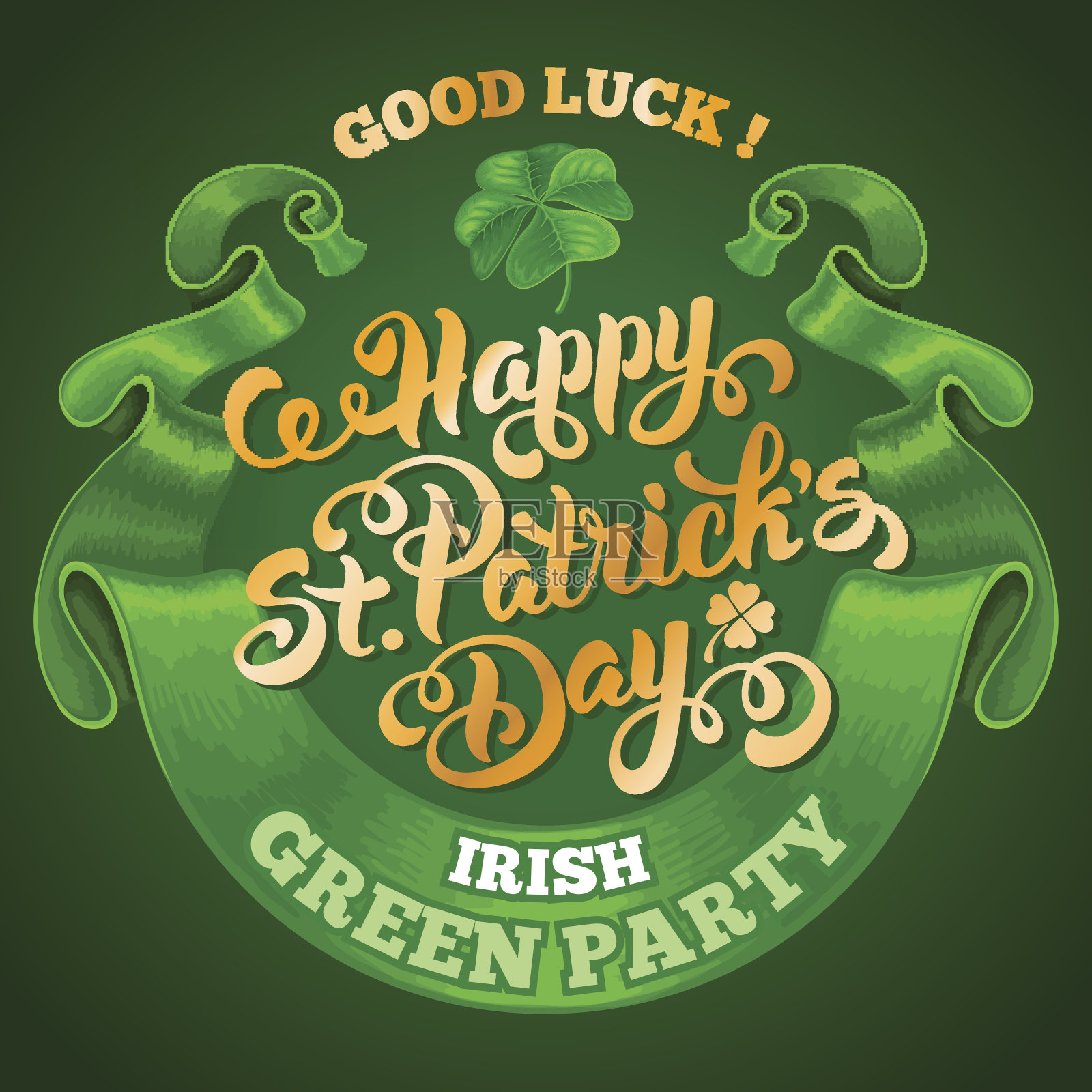 圣帕特里克节徽章设计插画图片素材