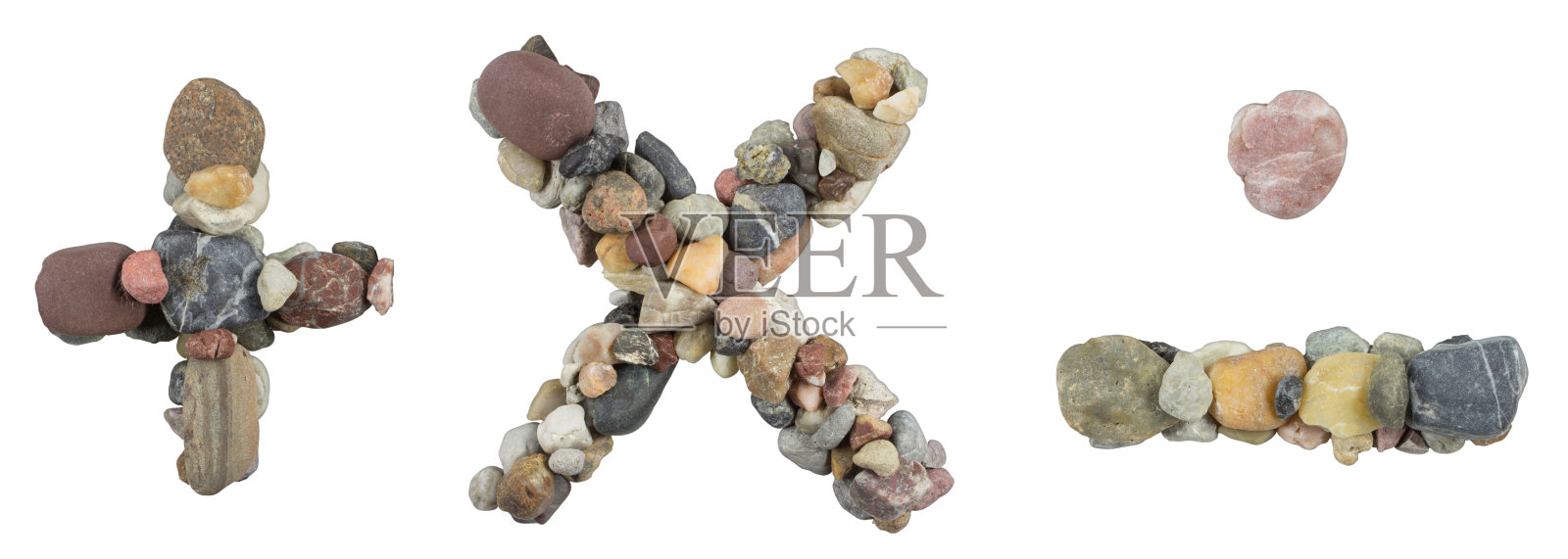 加，减，多玩和点标志与海石照片摄影图片