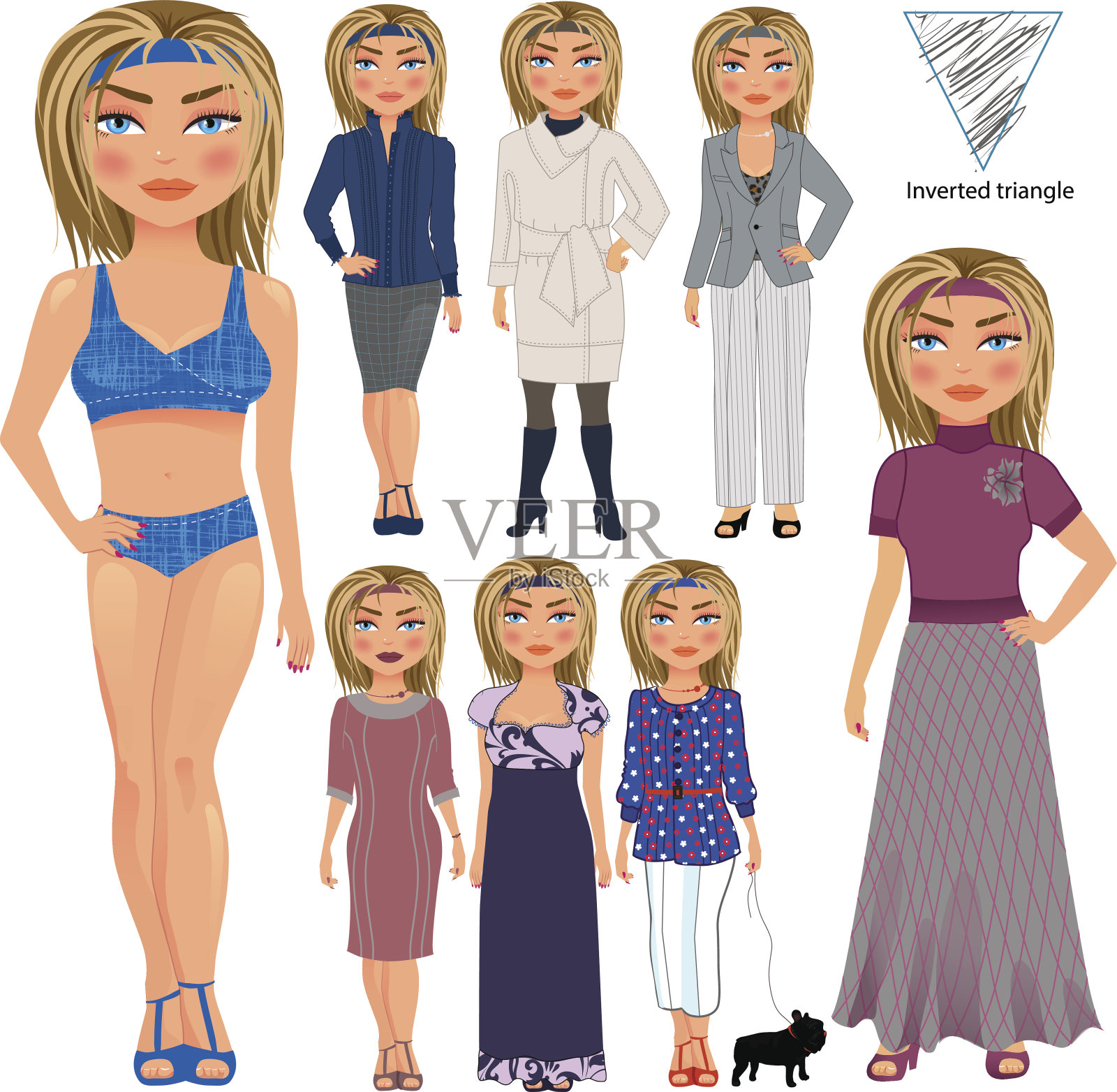 时尚风格为倒三角插画图片素材