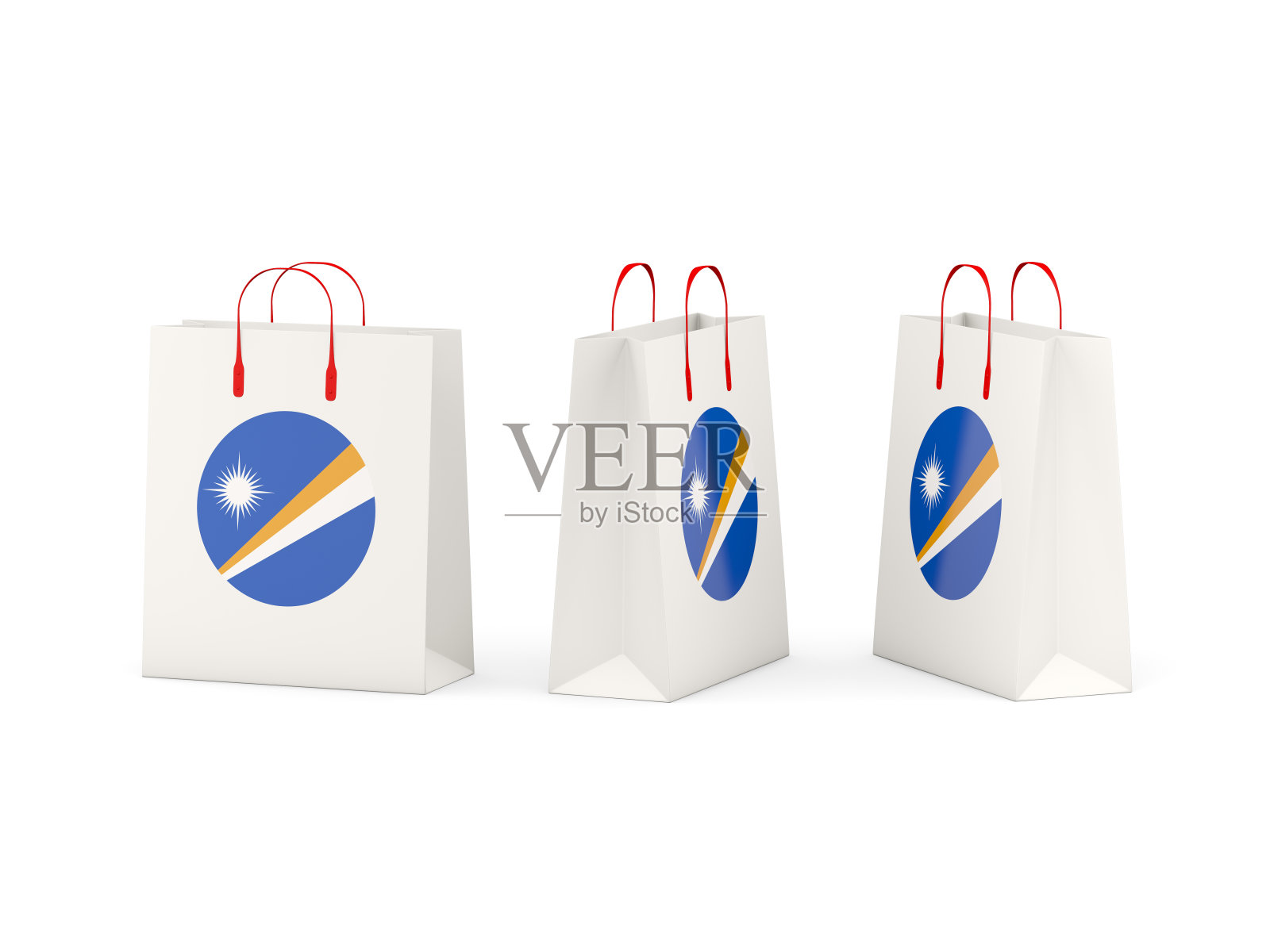 购物袋上印着马绍尔群岛的国旗照片摄影图片