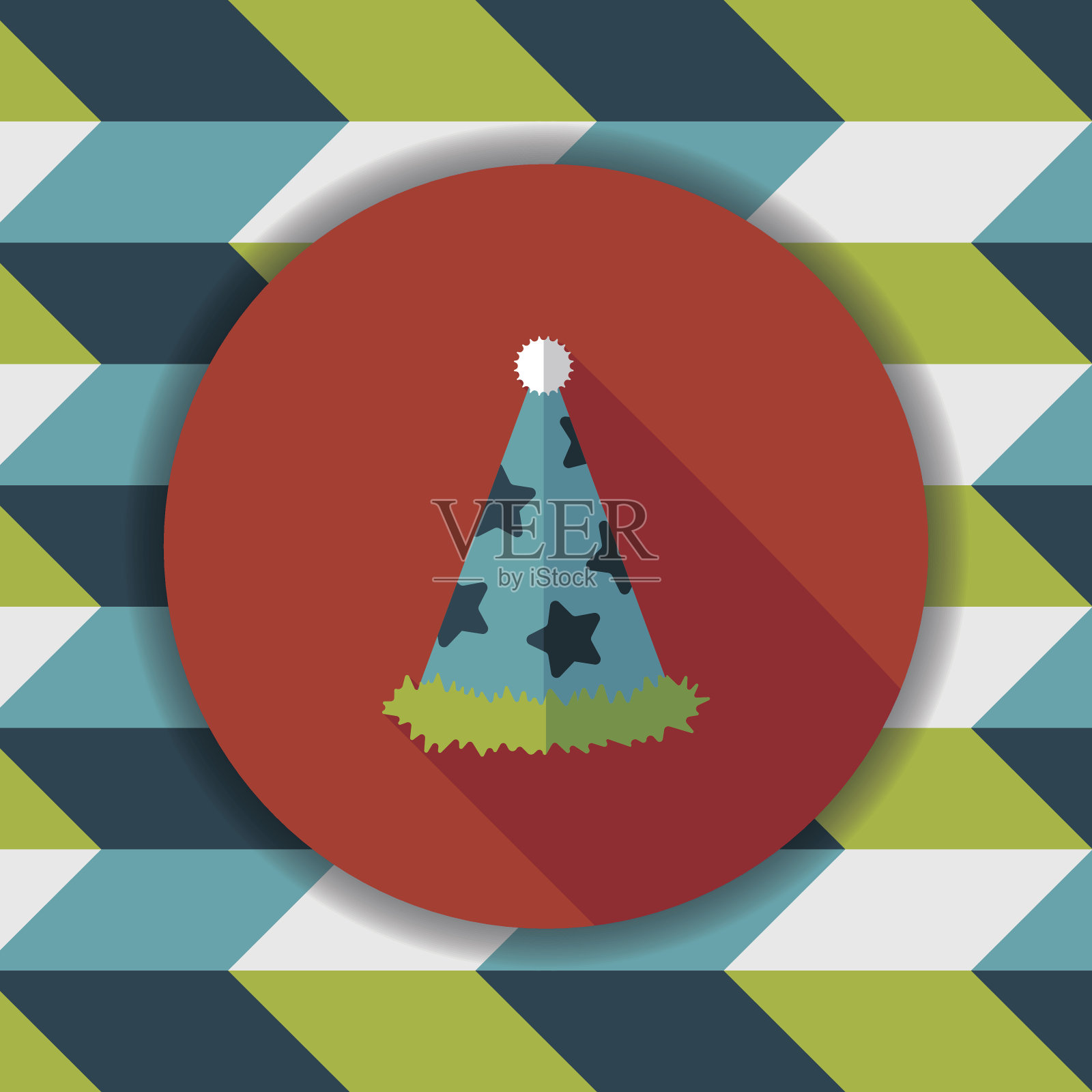 生日派对帽子与长影扁平图标，eps10插画图片素材