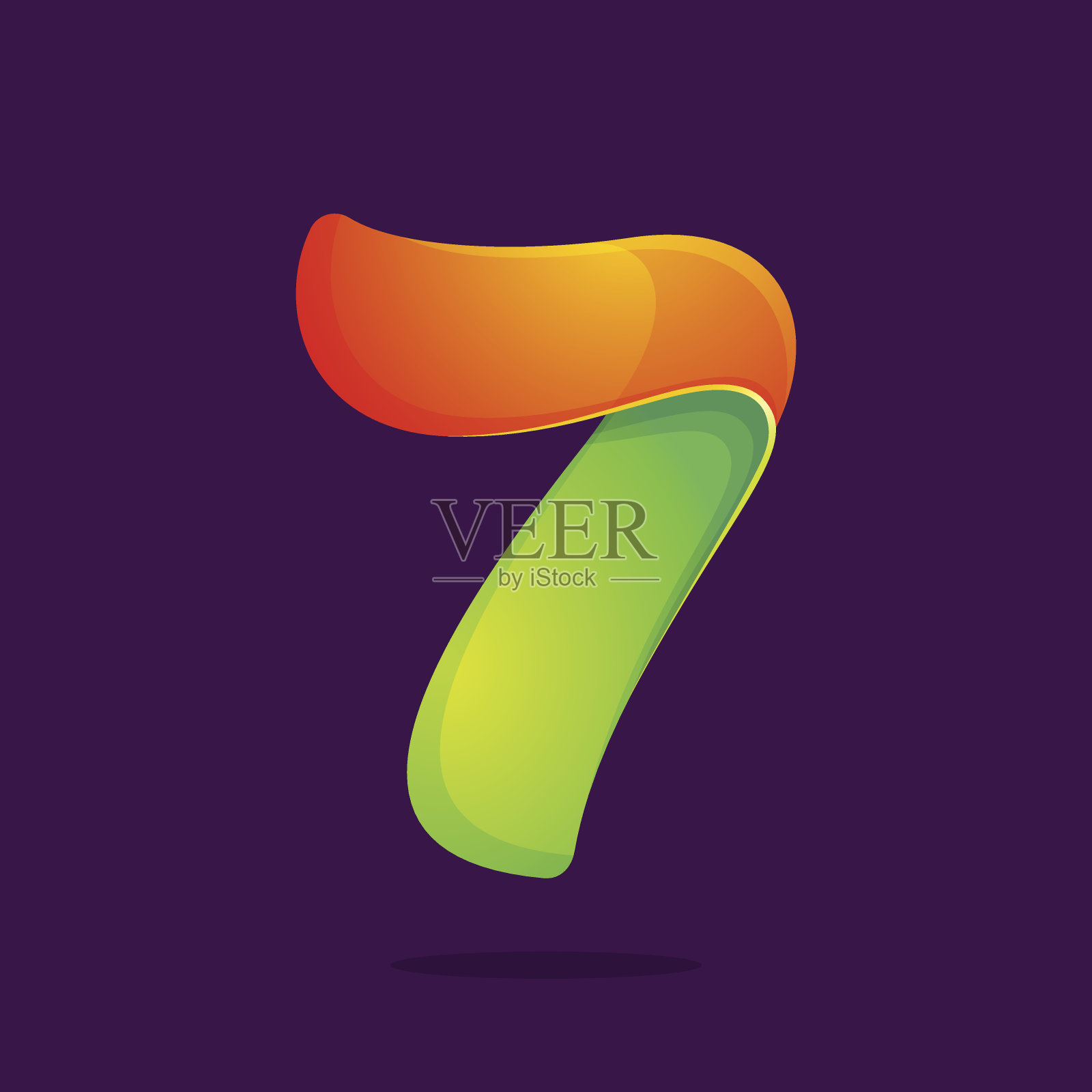 七号图标，有趣的色彩风格。插画图片素材