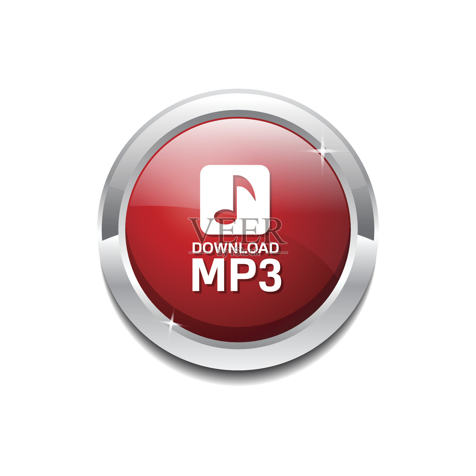 MP3下载红色矢量图标按钮设计元素图片