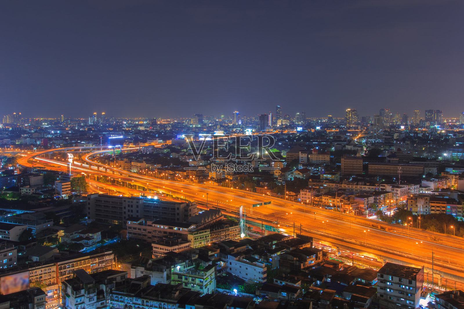 曼谷高速公路和高速公路俯视图照片摄影图片