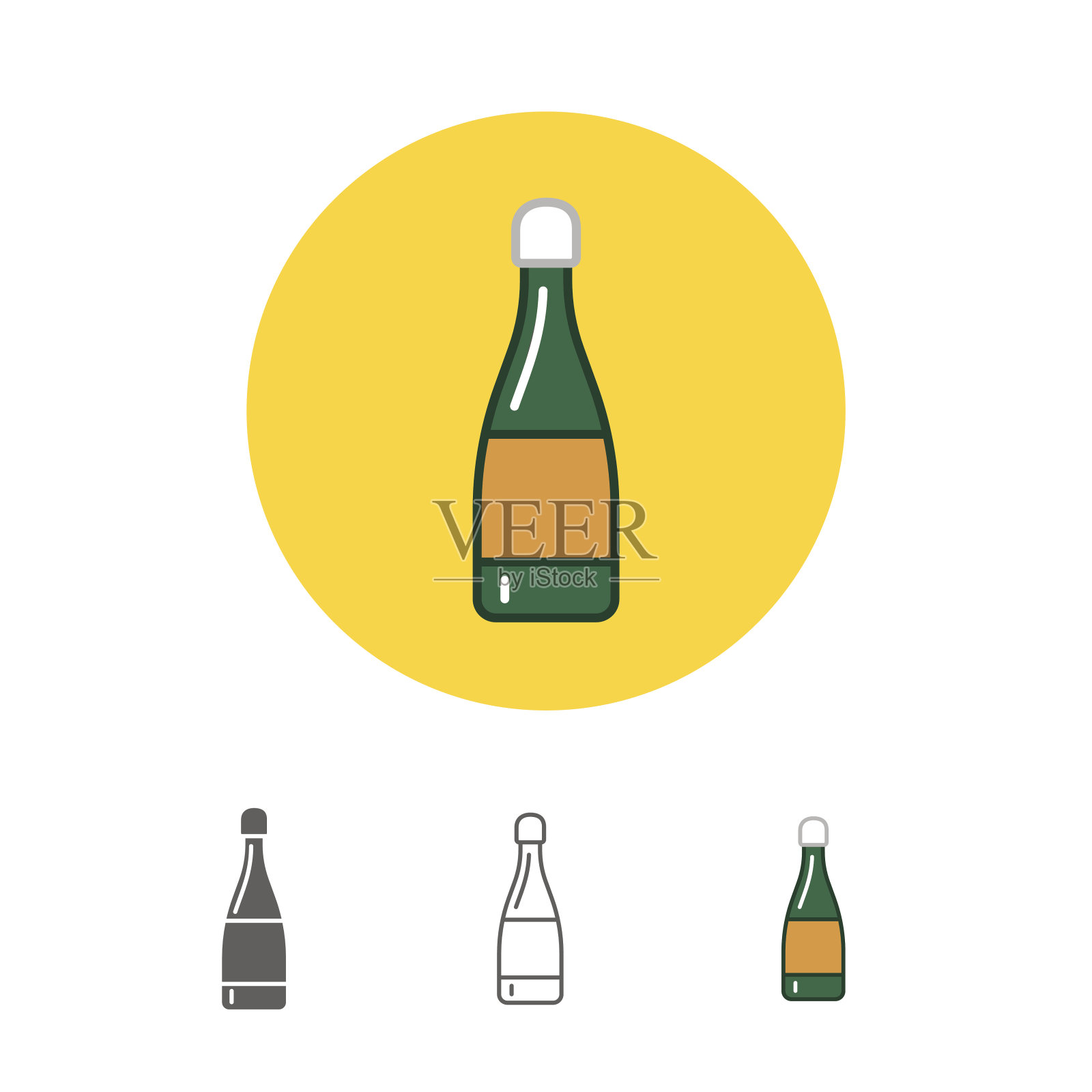 一瓶香槟插画图片素材