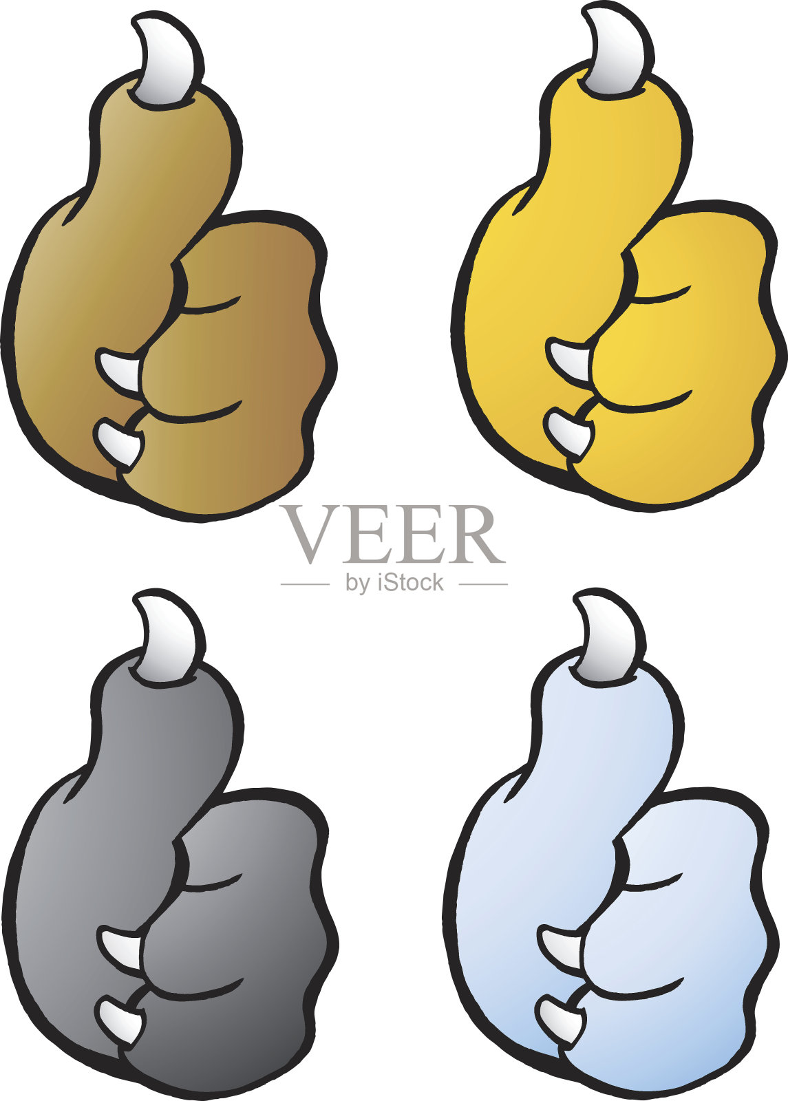 四只动物爪子竖起大拇指设计元素图片