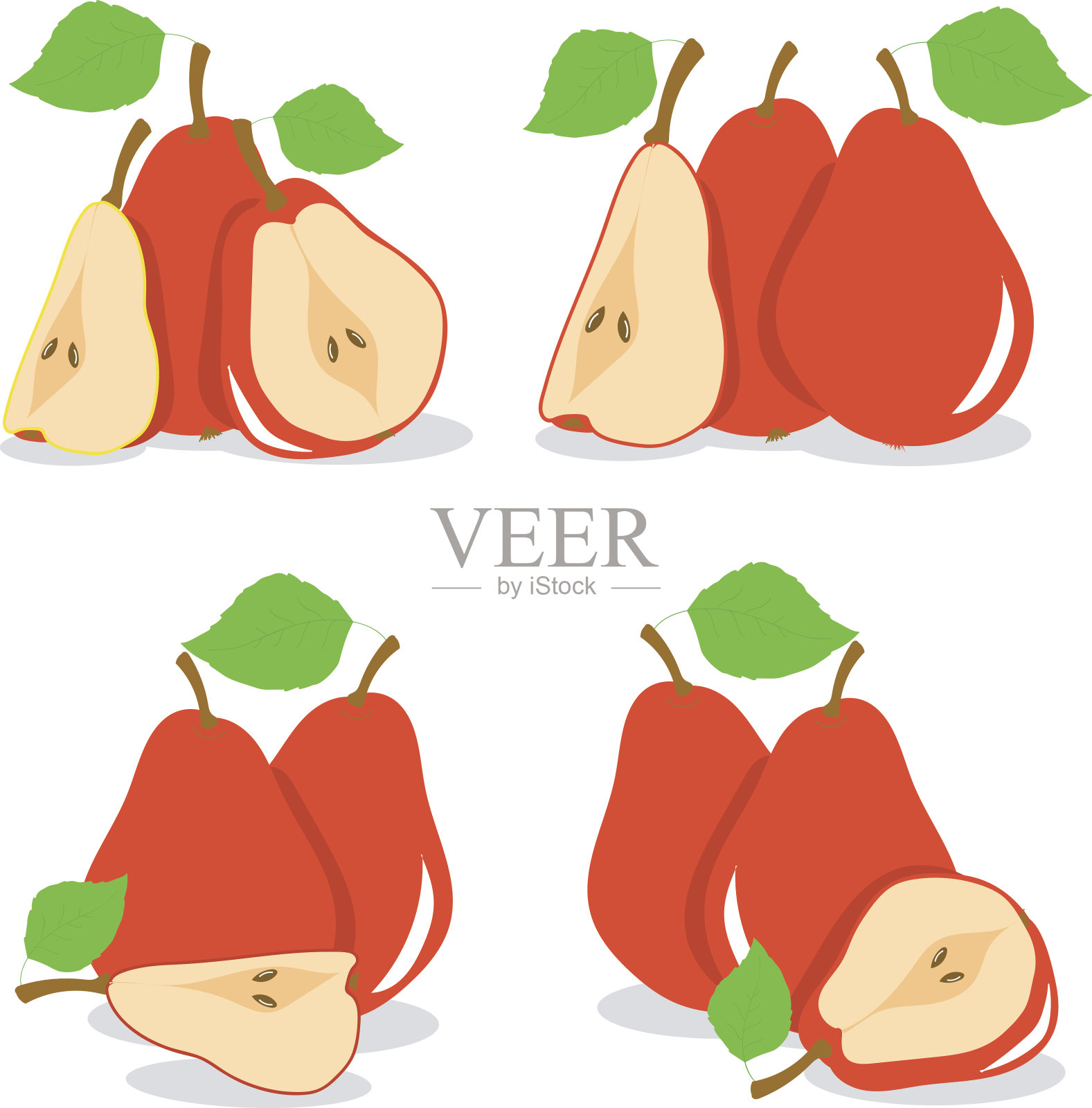 梨矢量红色梨插画图片素材