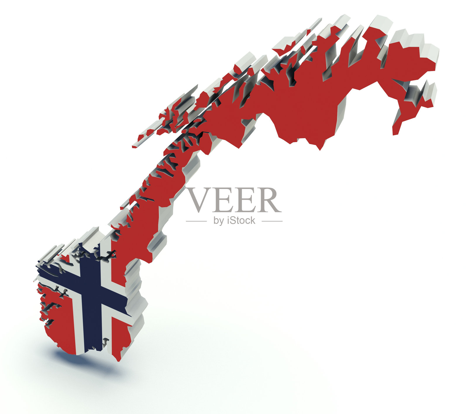 挪威国旗颜色地图。3 d渲染插图。照片摄影图片