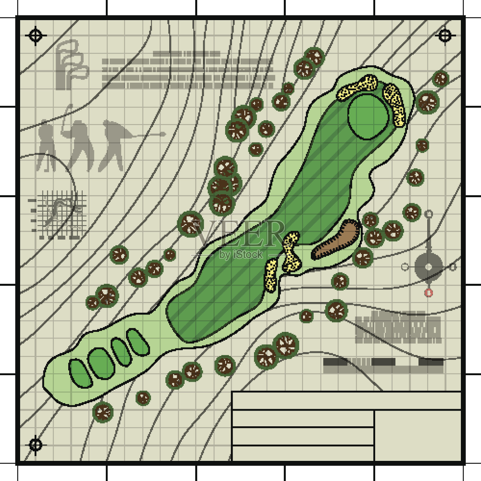 高尔夫球场平面图插画图片素材