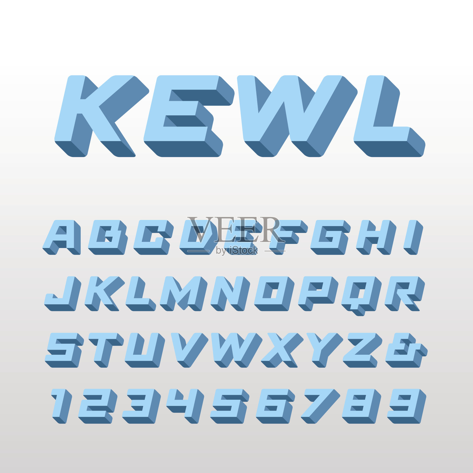 等距字体。矢量字母与3d效果字母和数字设计元素图片