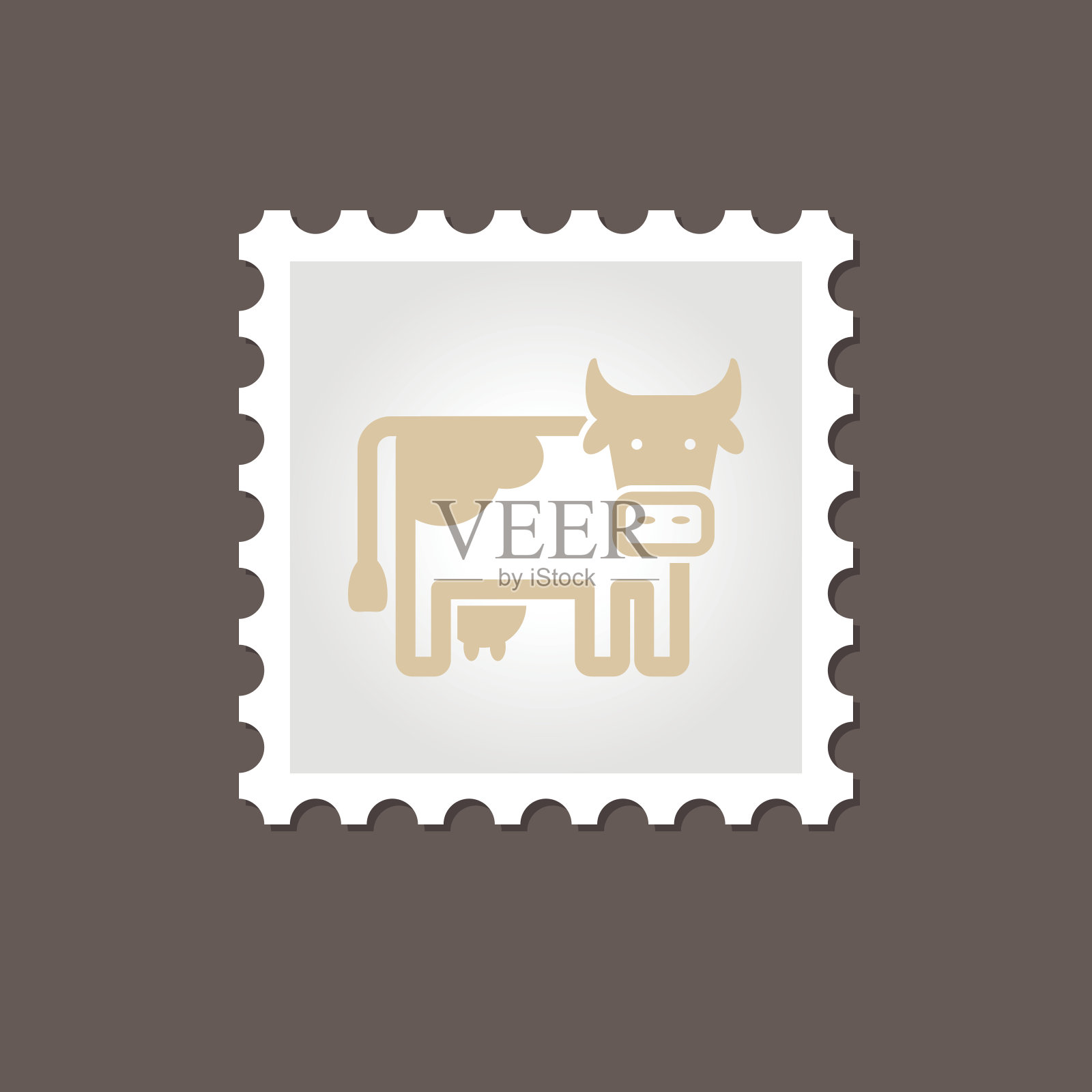 牛邮票。轮廓矢量图设计元素图片