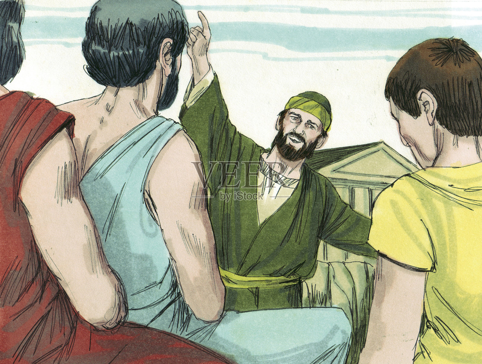 雅典人要听保罗的话插画图片素材