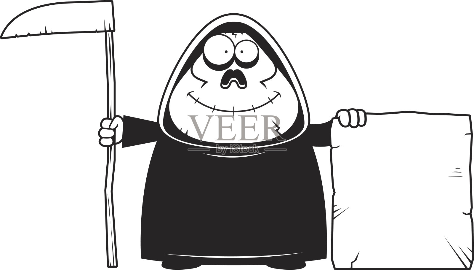 卡通死神墓碑插画图片素材