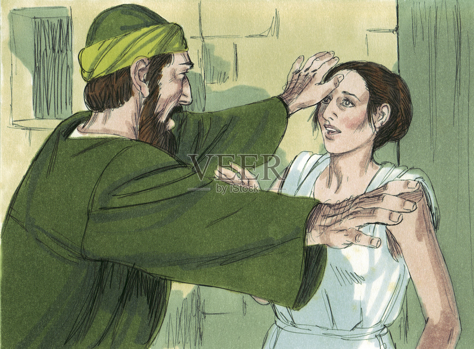 保罗驱除邪灵插画图片素材