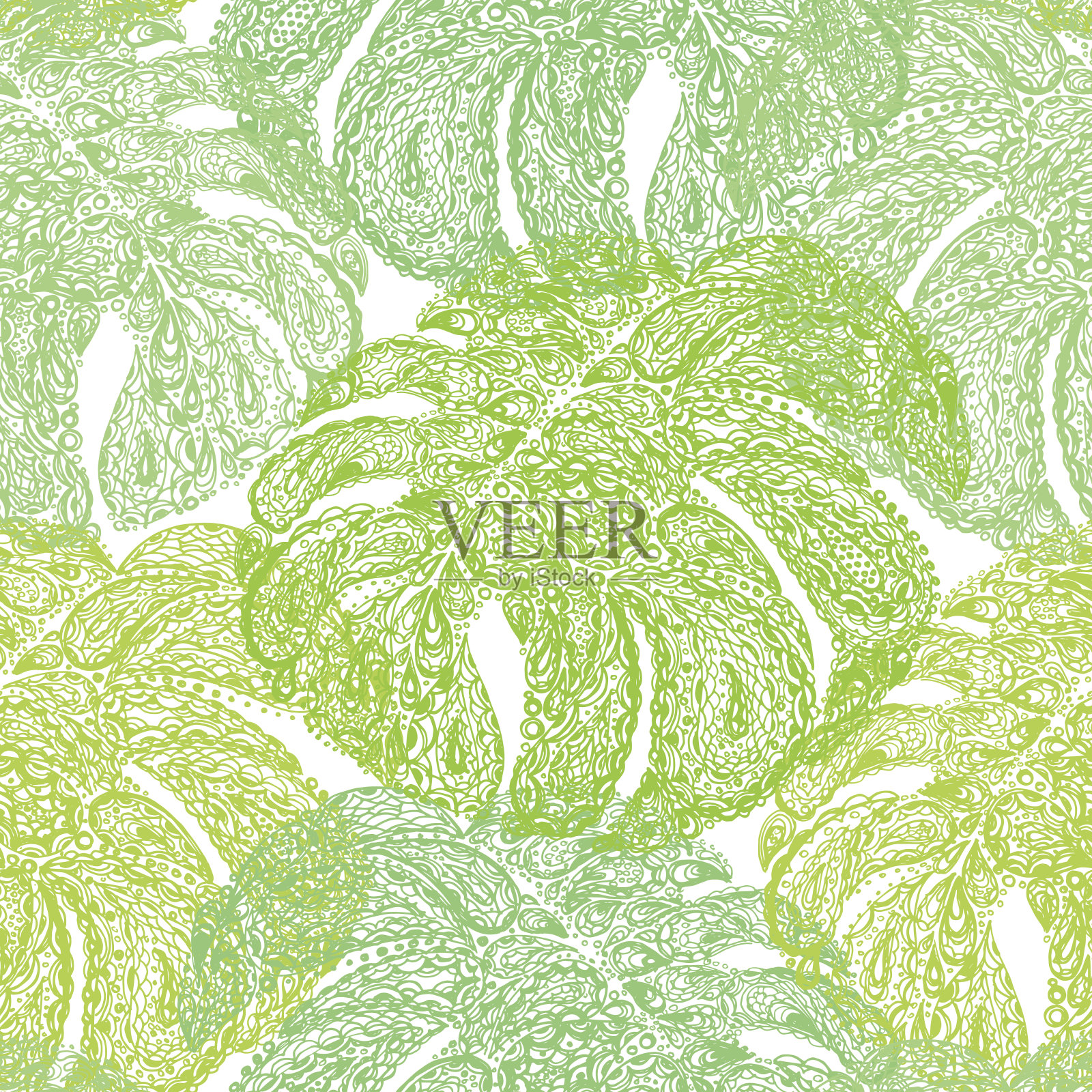 蒙斯特拉树叶插图在佩斯利风格。插画图片素材