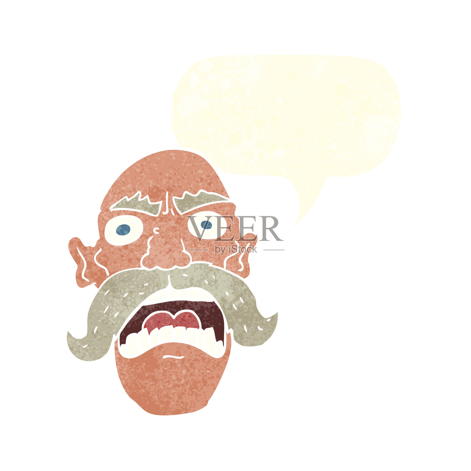 卡通愤怒的老人用言语泡设计元素图片