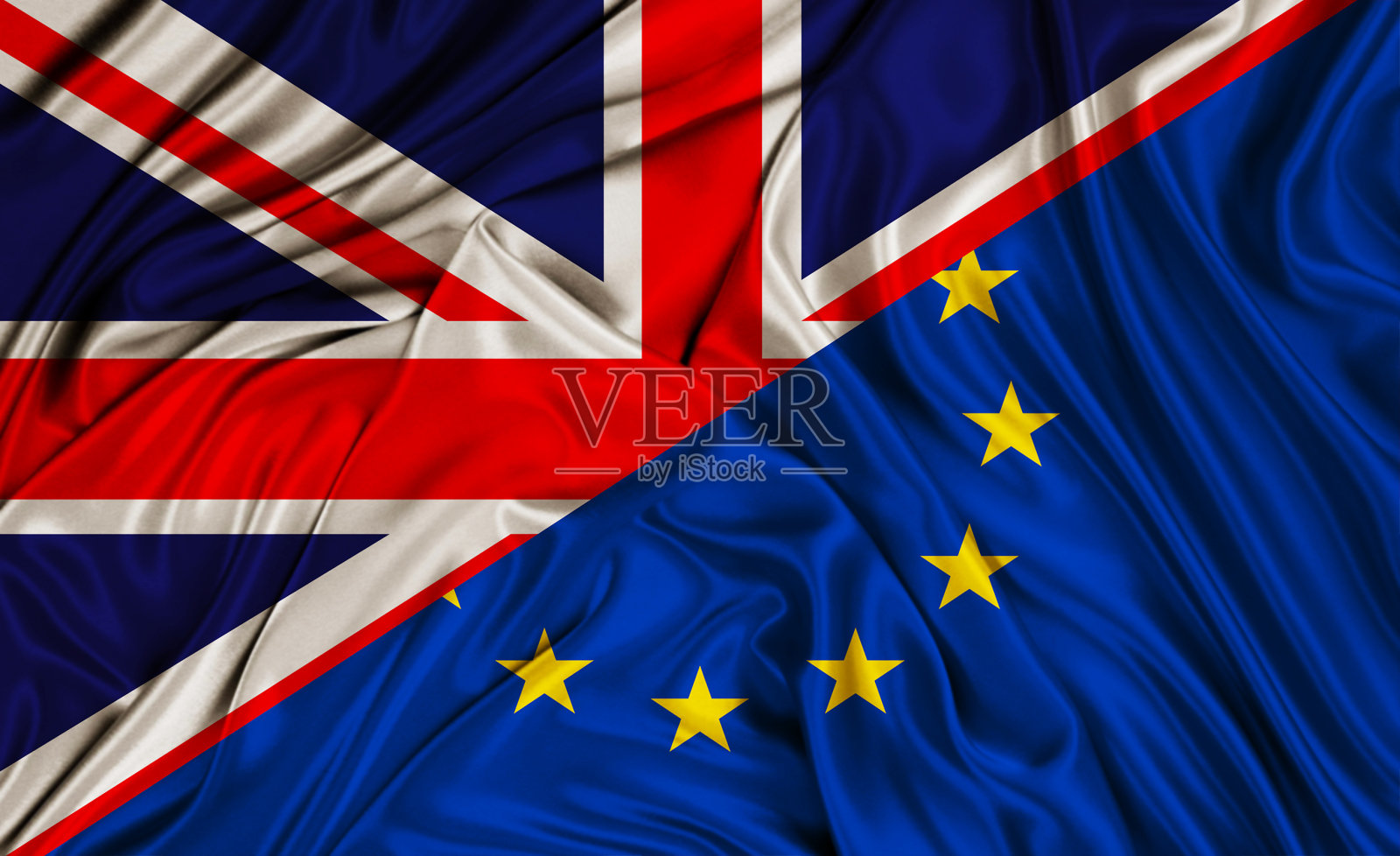 英国vs欧盟-旗帜-丝绸质地照片摄影图片