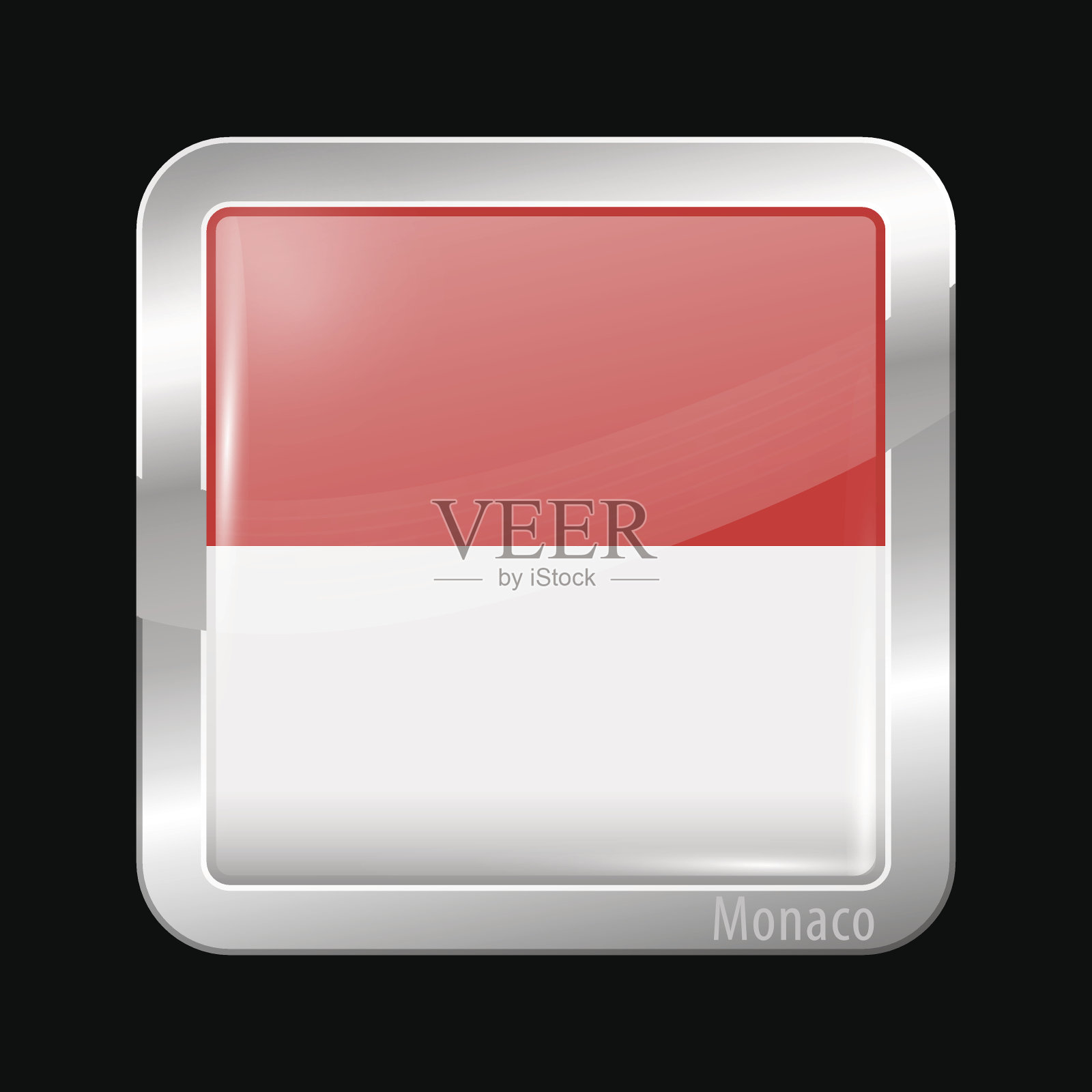 摩纳哥的旗帜。金属的图标插画图片素材