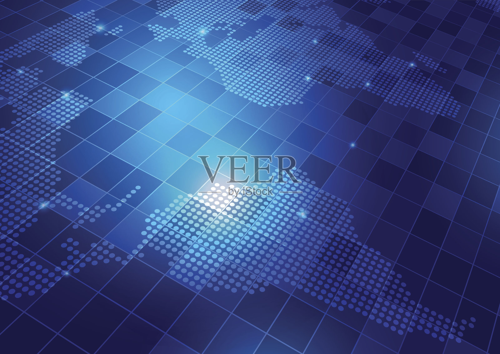 世界地图与科技蓝色背景插画图片素材