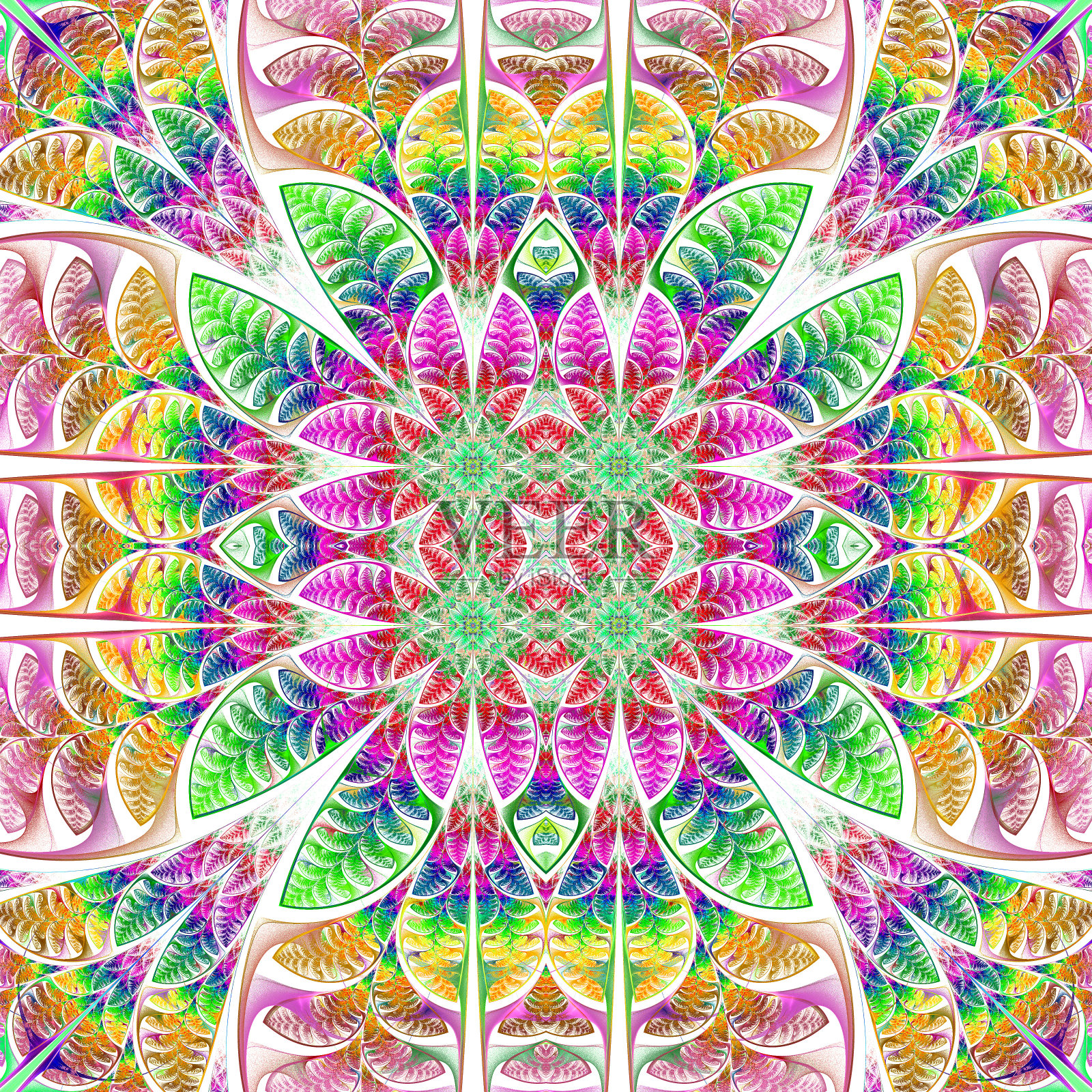 对称的五颜六色的叶子图案。收集-树叶插画图片素材