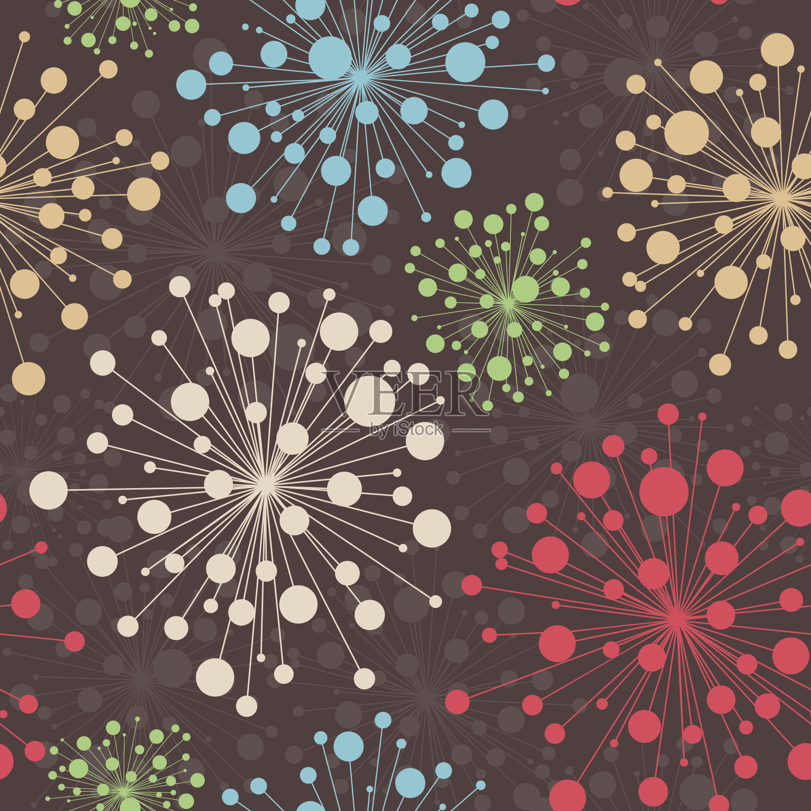 深色无缝花纹，抽象花卉插画图片素材