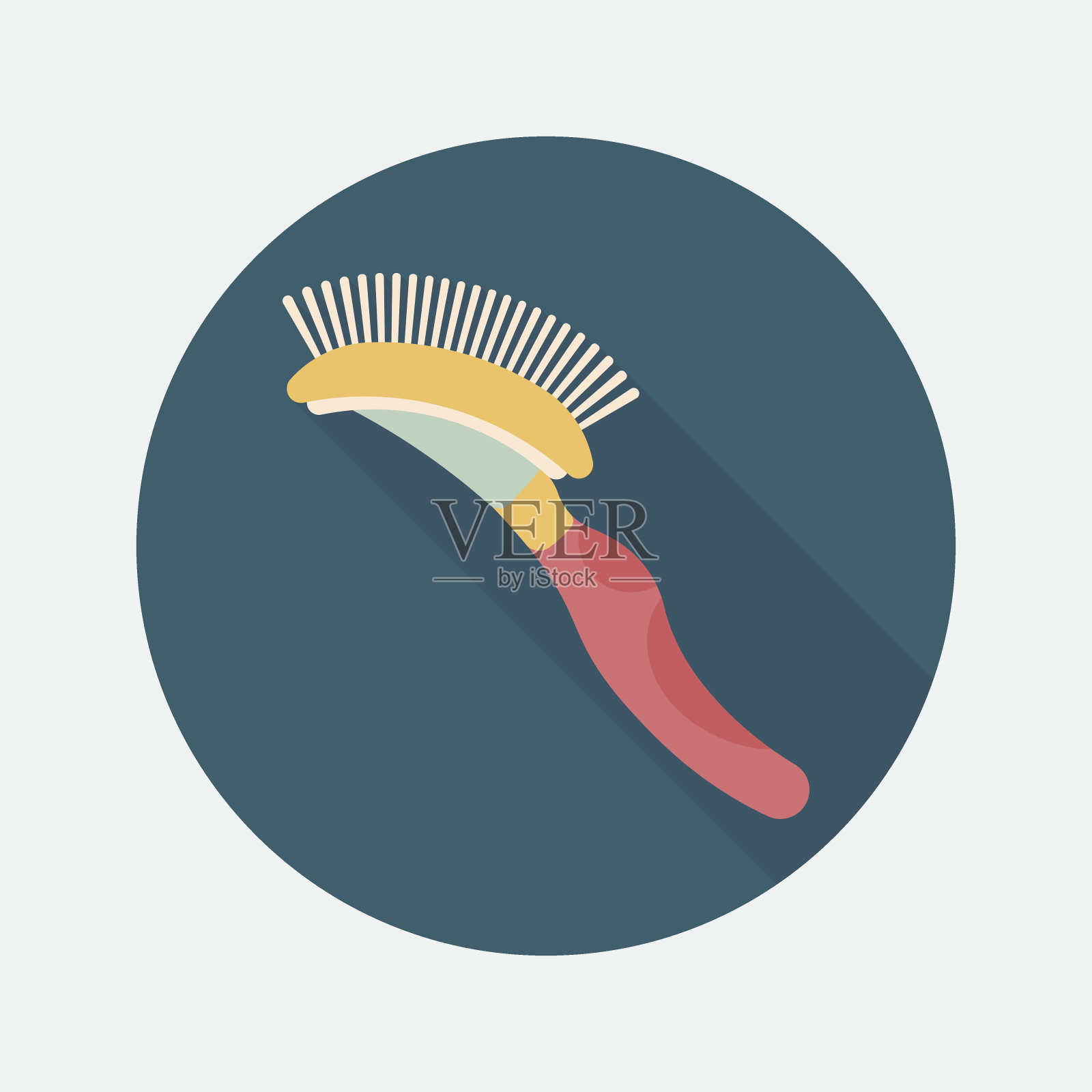 宠物狗刷平图标与长阴影，eps10插画图片素材