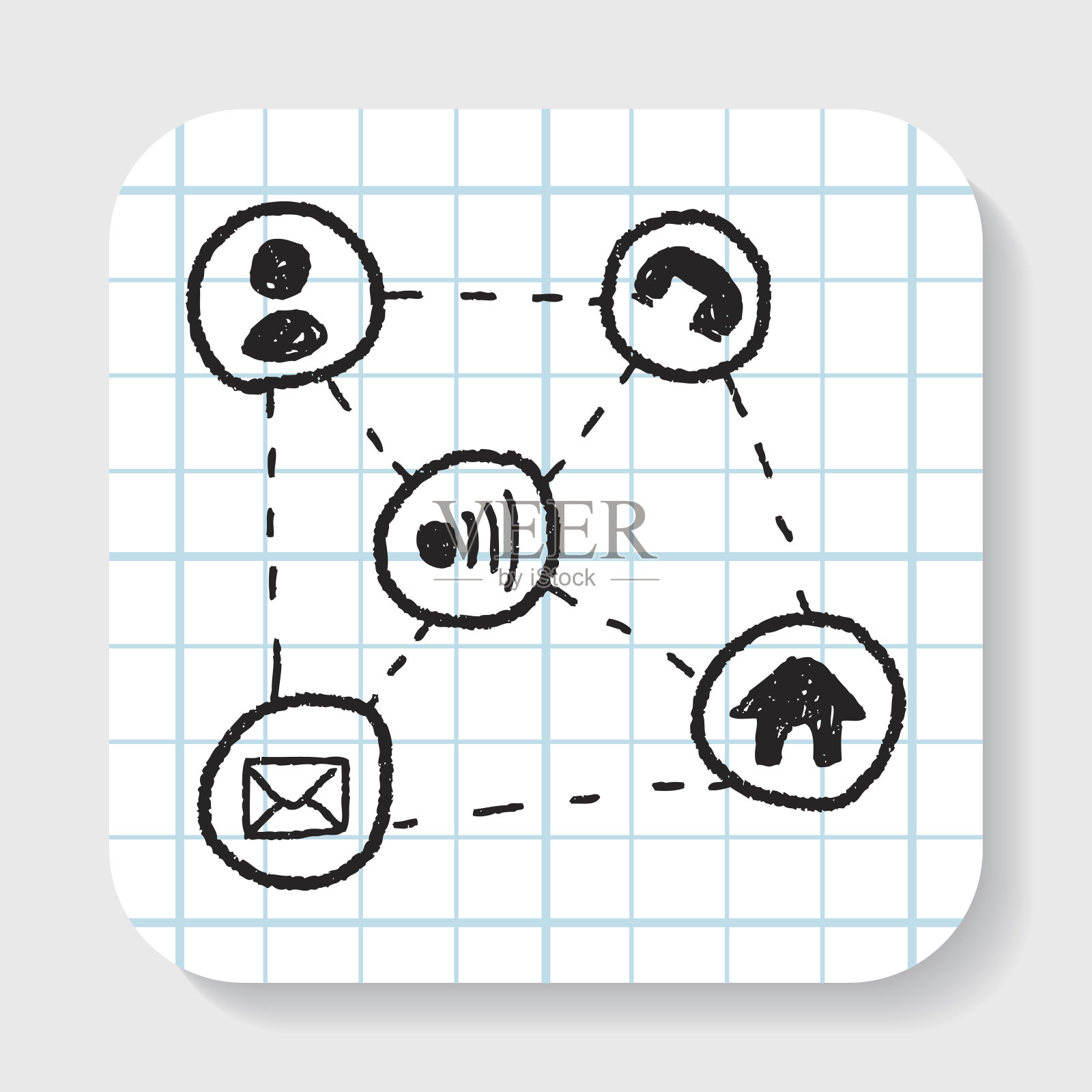 移动美狄亚链接涂鸦插画图片素材